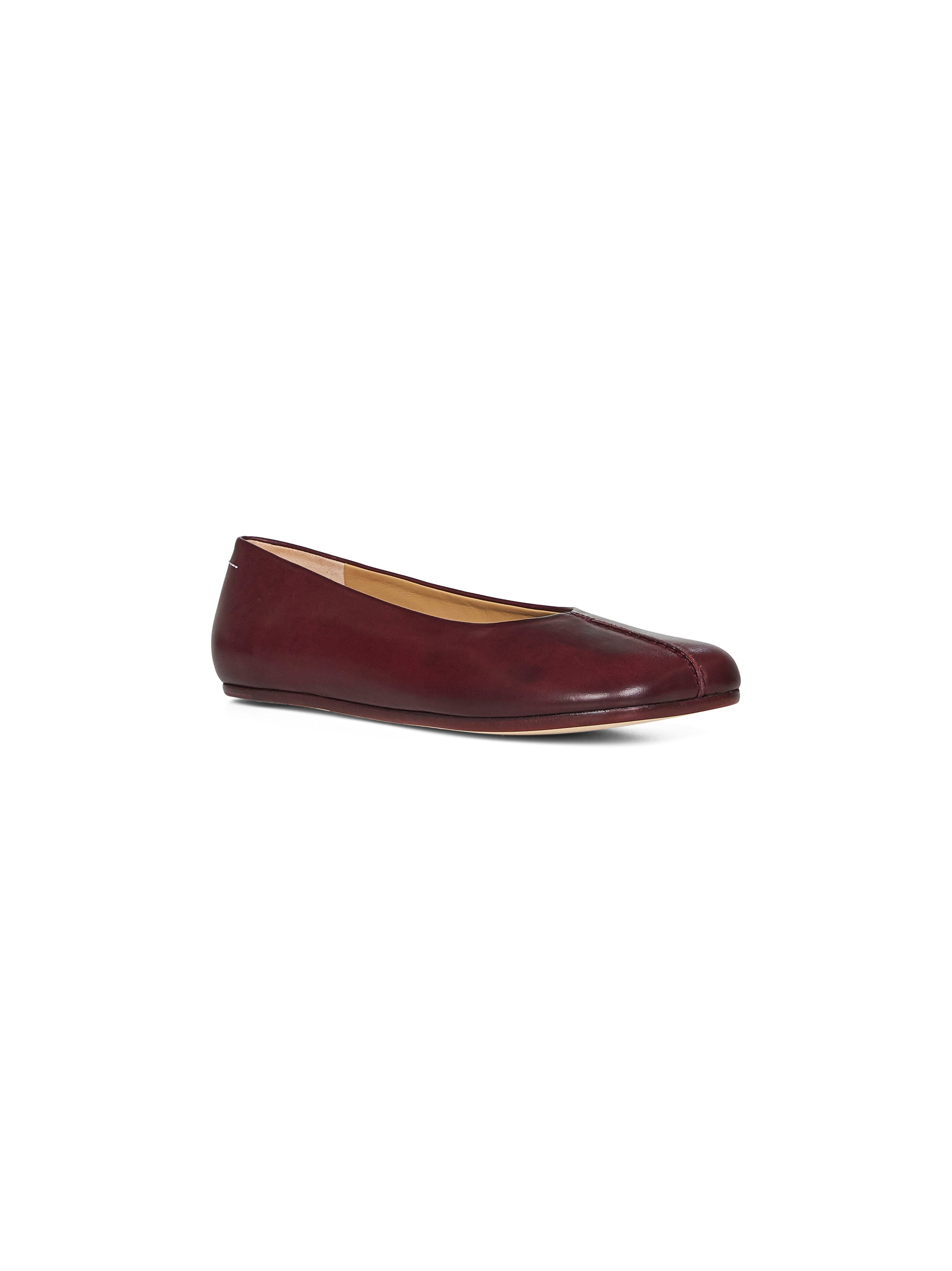 Burgundy stitch-out leather ballet flats - 2