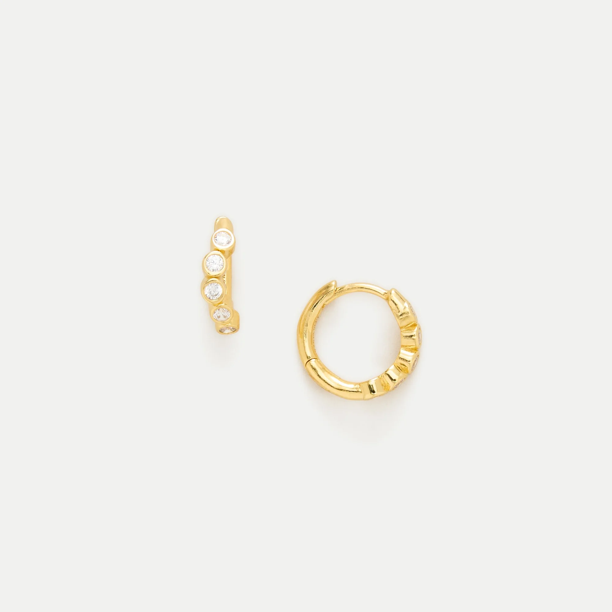 18k gold vermeil cubic zirconia hoop earrings - 1