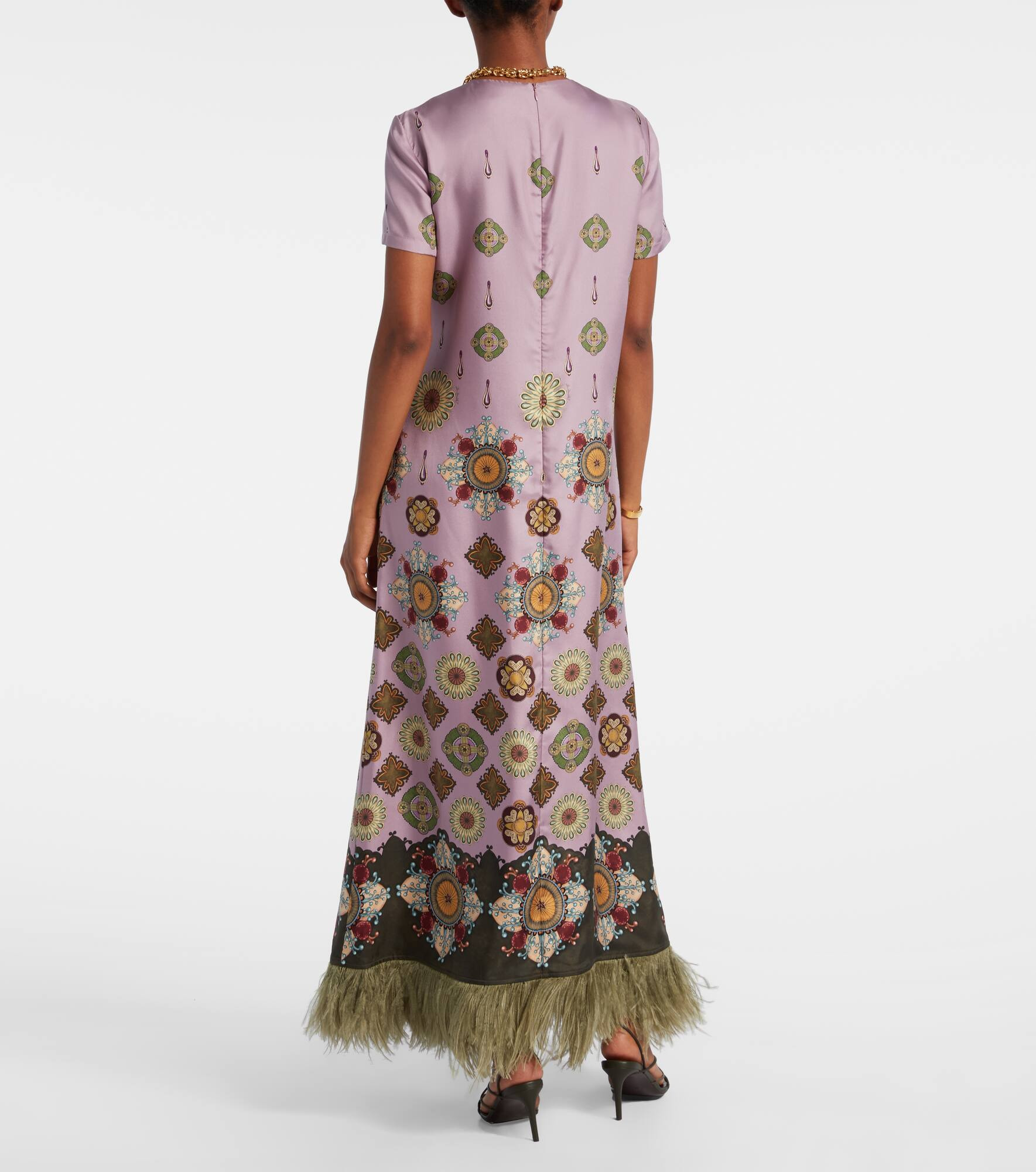 Swing printed silk twill maxi dress - 3