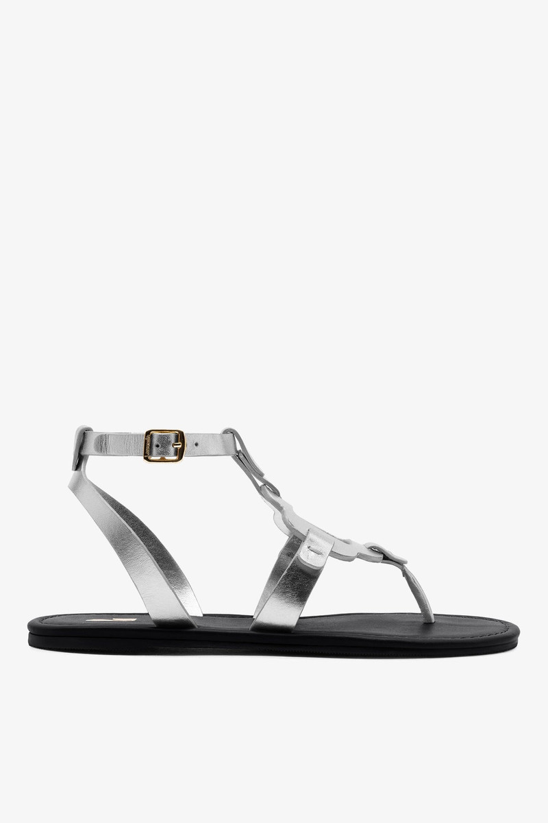 Margherita Sandal In Metallic Silver Leather 1
