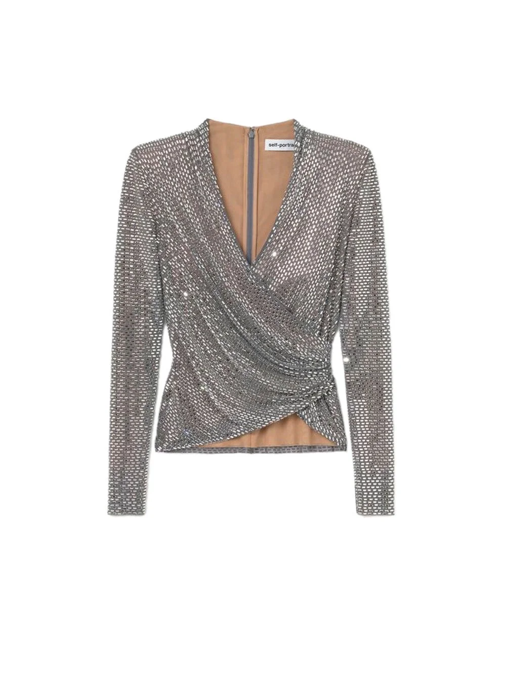 Self-Portrait Women Rhinestone Mesh Wrap Top - 1