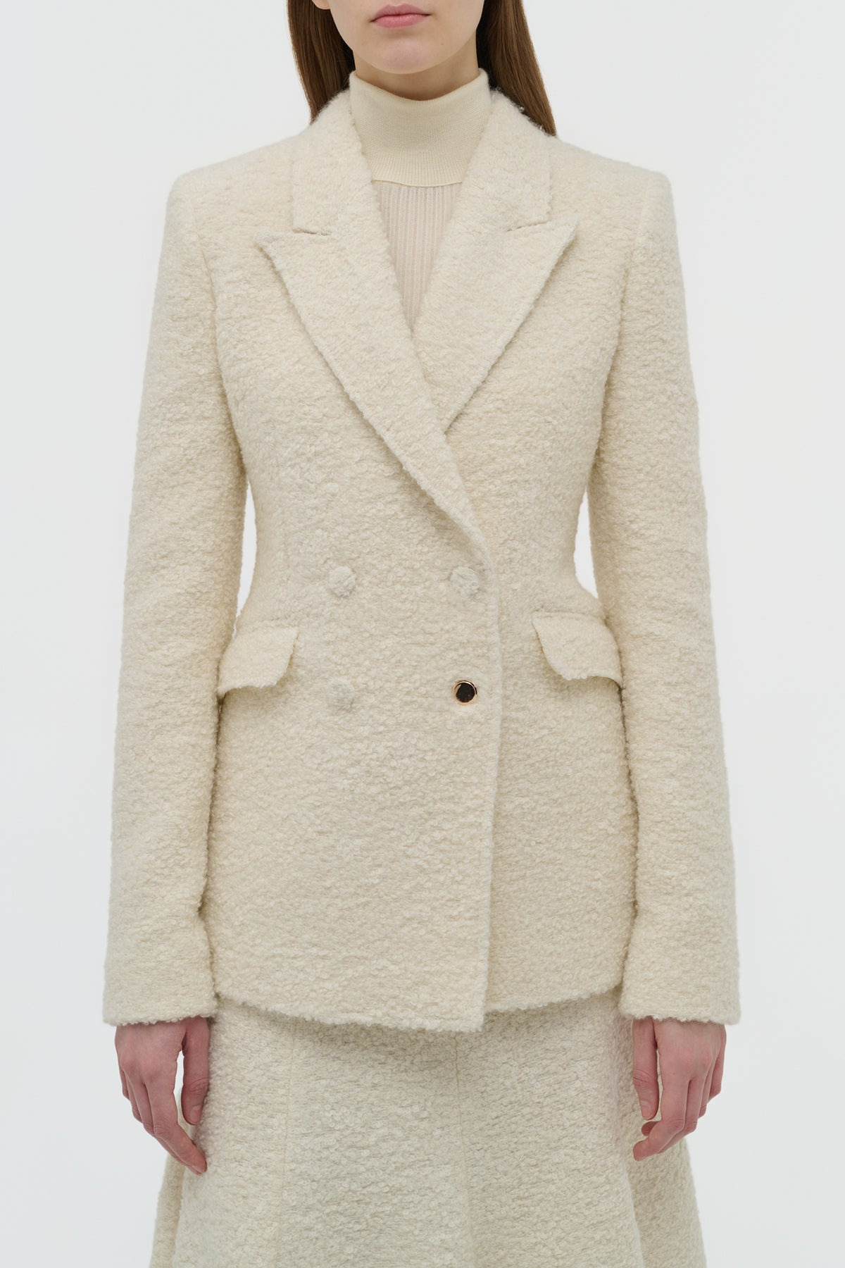 Stephanie Blazer in Ivory Recycled Cashmere Boucle - 5
