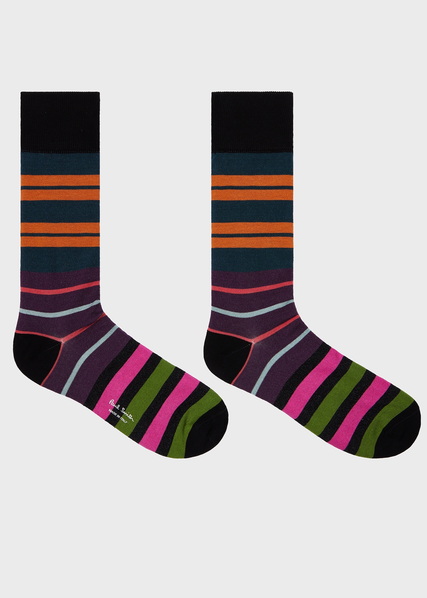 Black Mixed Block Stripe Socks - 2