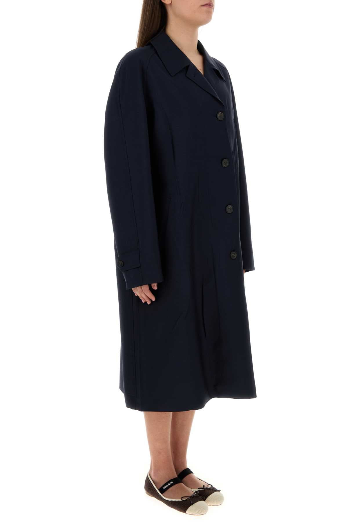 Miu Miu Women Navy Blue Mohair Blend Oversize Overcoat - 3