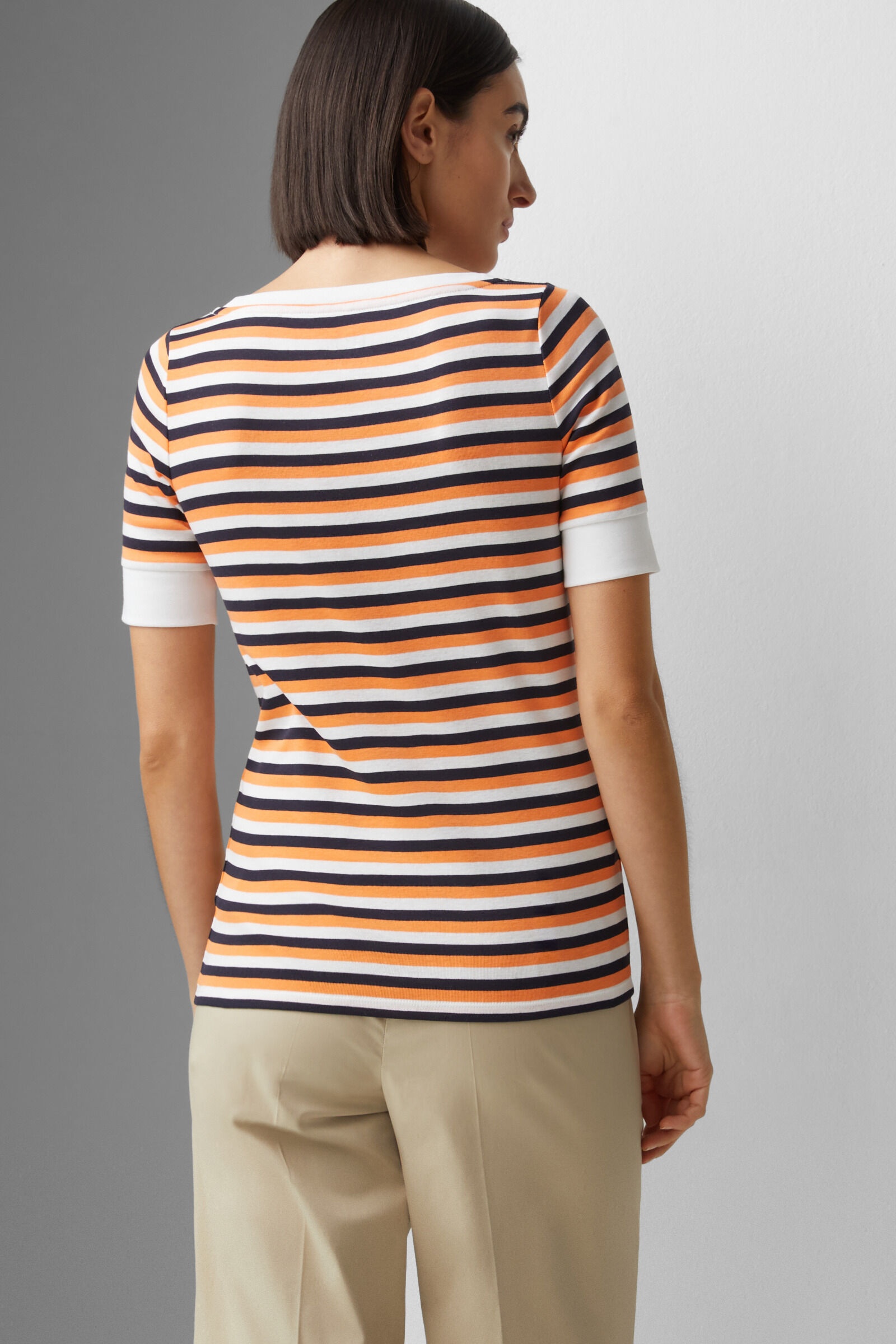 Jackie T-shirt in Orange/Navy blue - 3