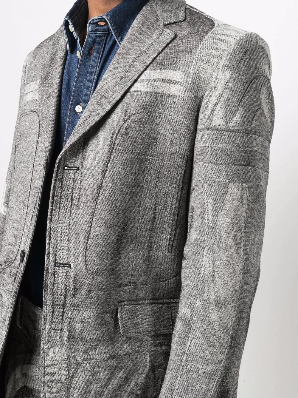 tromp l'oeil print wool blazer - 5