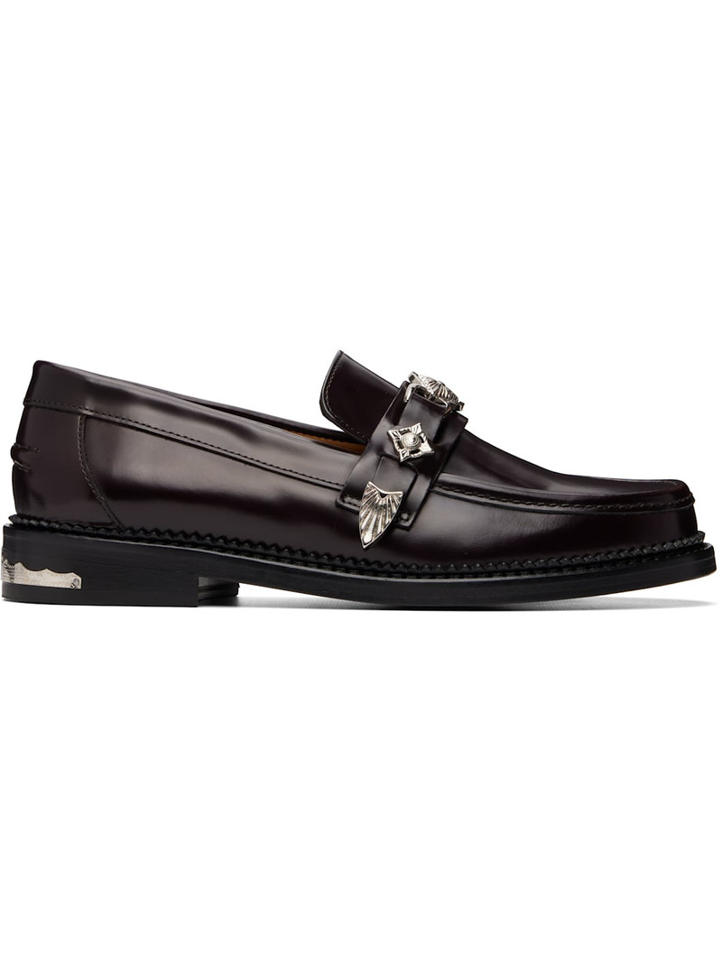 SSENSE Exclusive Burgundy Metal Loafers 1