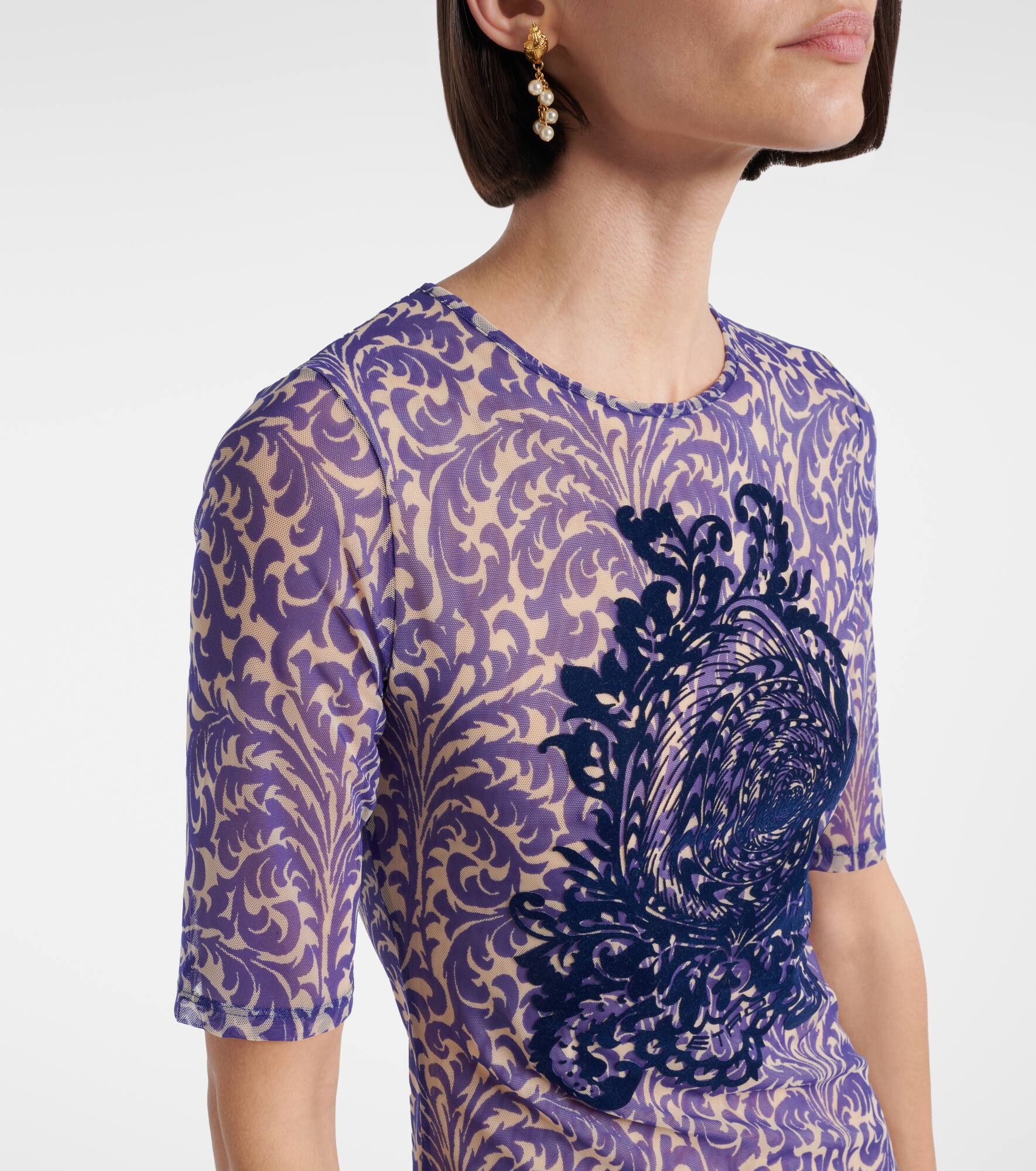 Printed mesh midi dress - 4