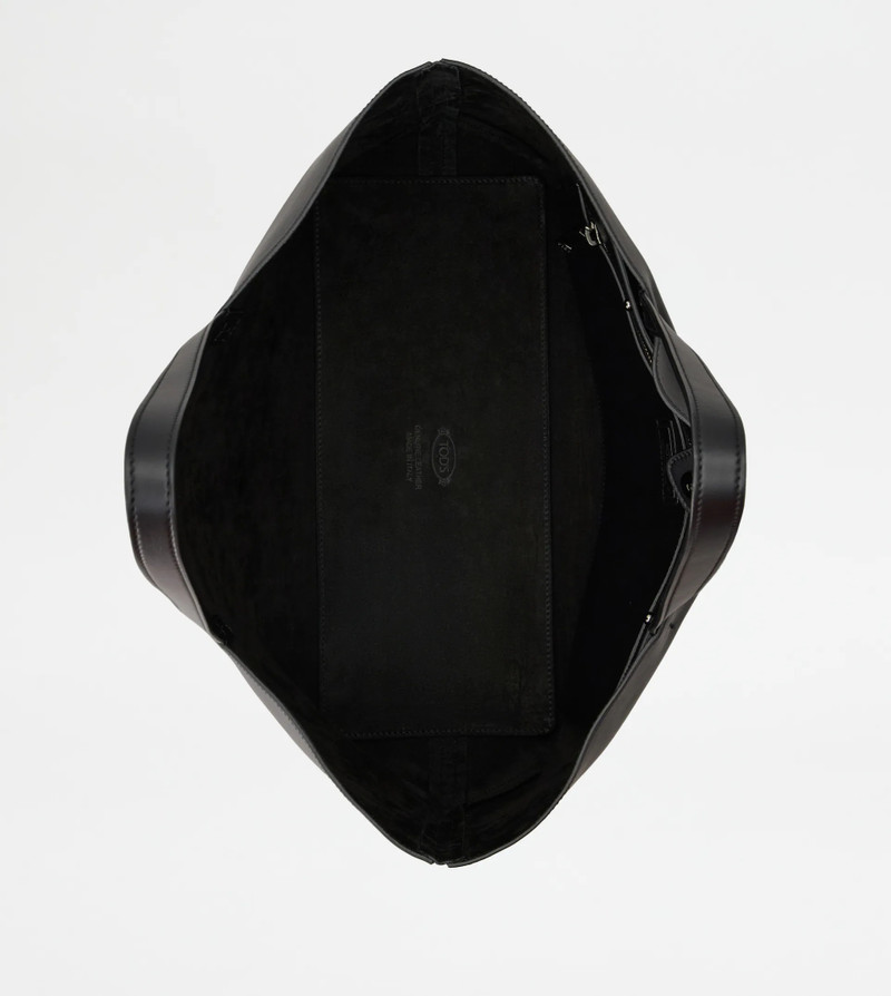 T TIMELESS SHOPPING BAG IN LEATHER MEDIUM - BLACK 3