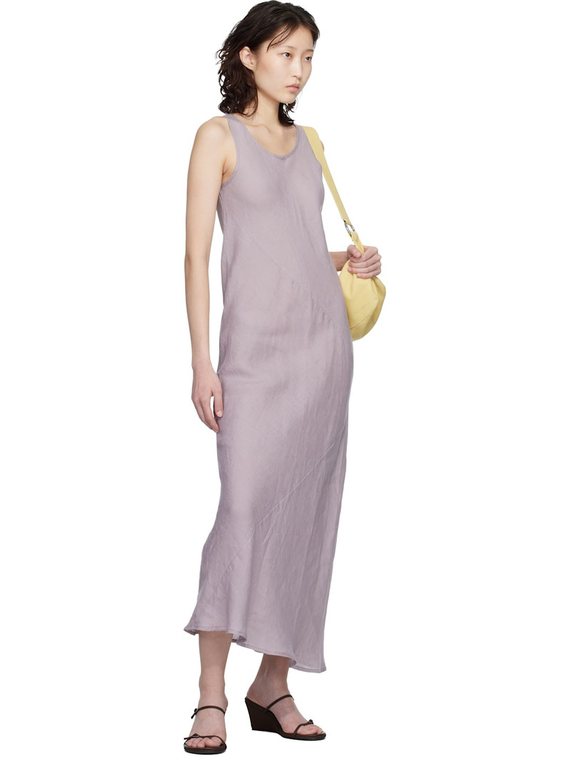 BASERANGE Purple Fine Linen Larva Midi Dress outlook
