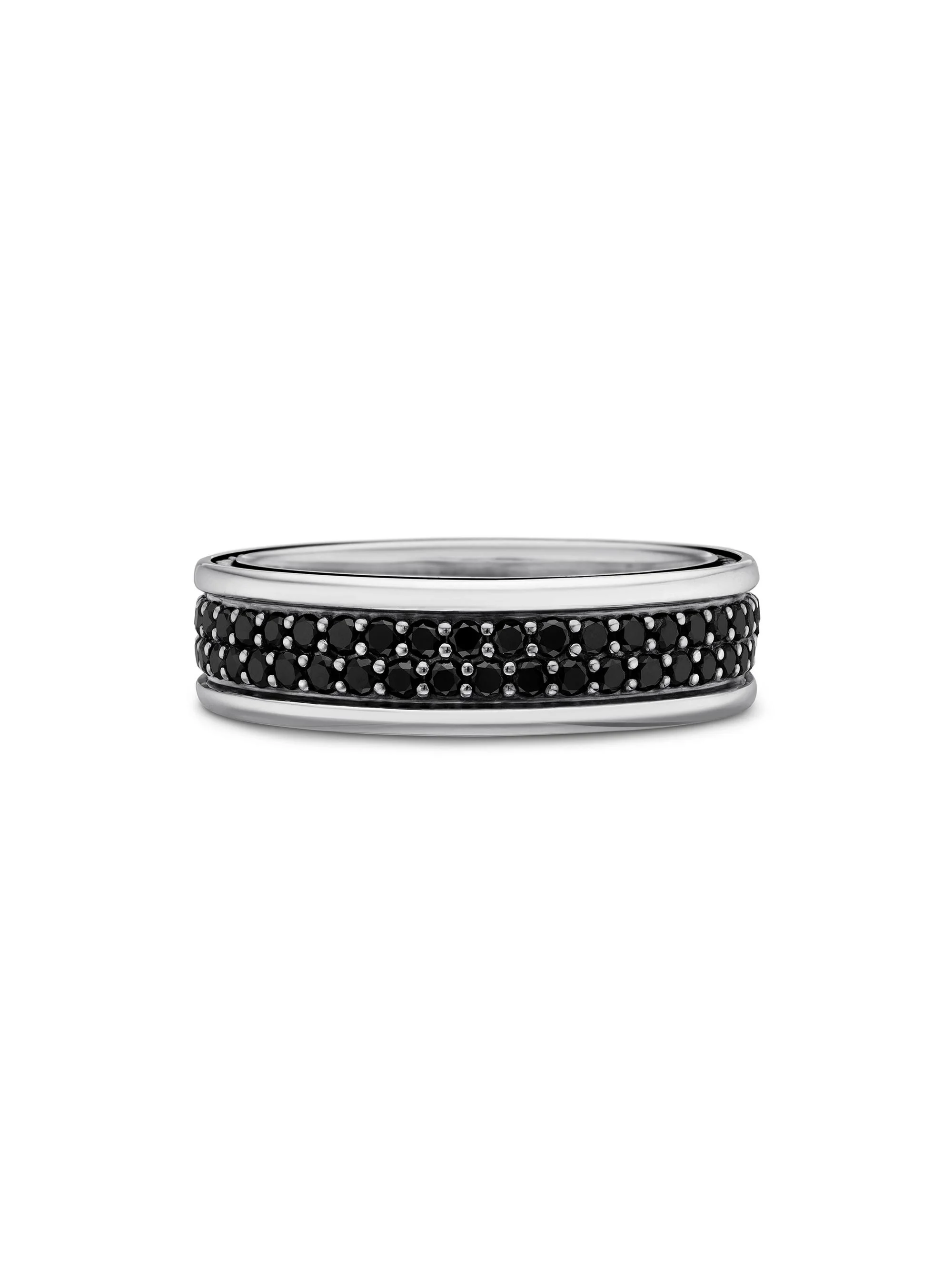 Men's Streamline Two Row Band Ring with Pavé Diamonds - Black Diamond - 1