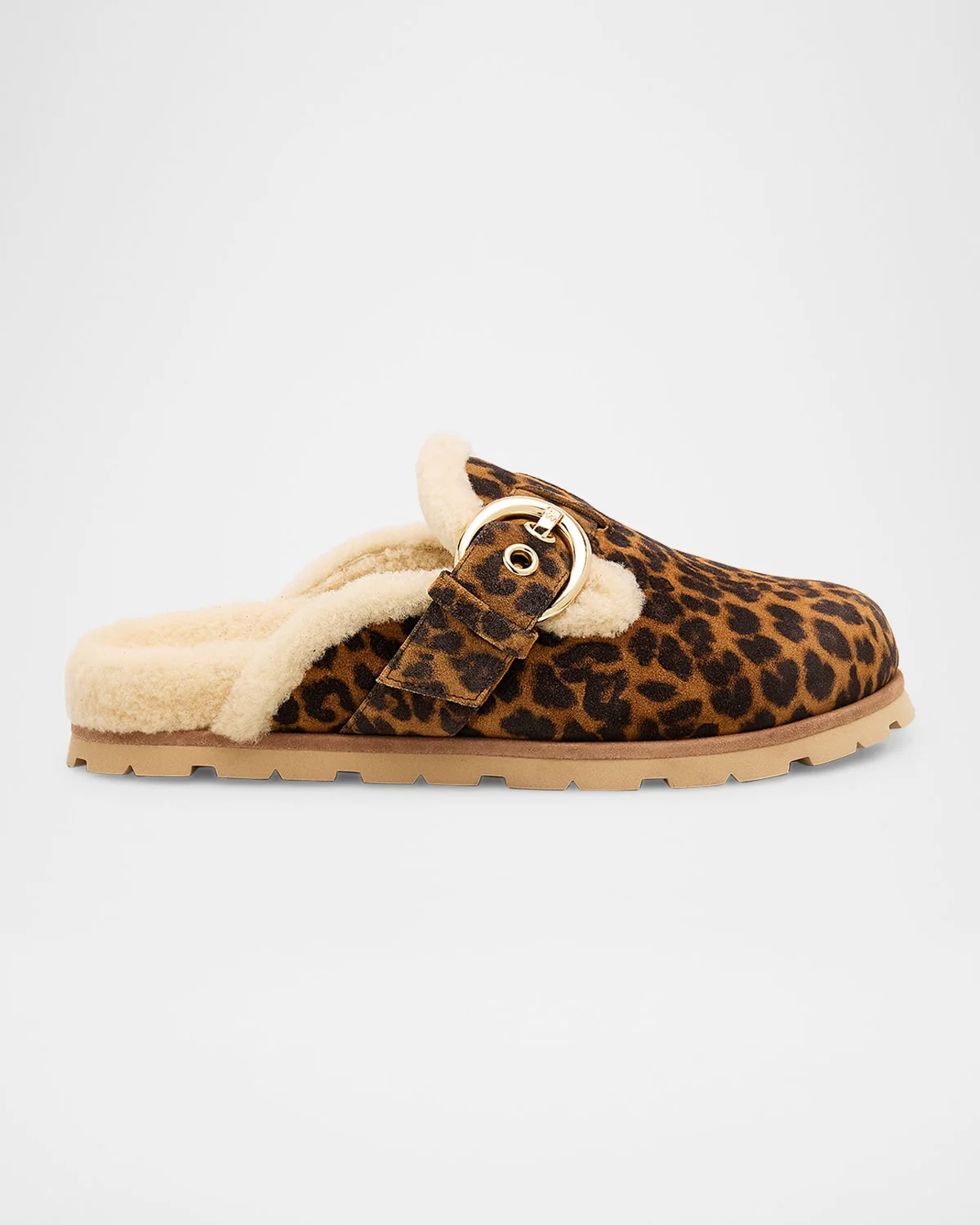 Chrystie Shearling-Lined Leopard Suede Mules - 1
