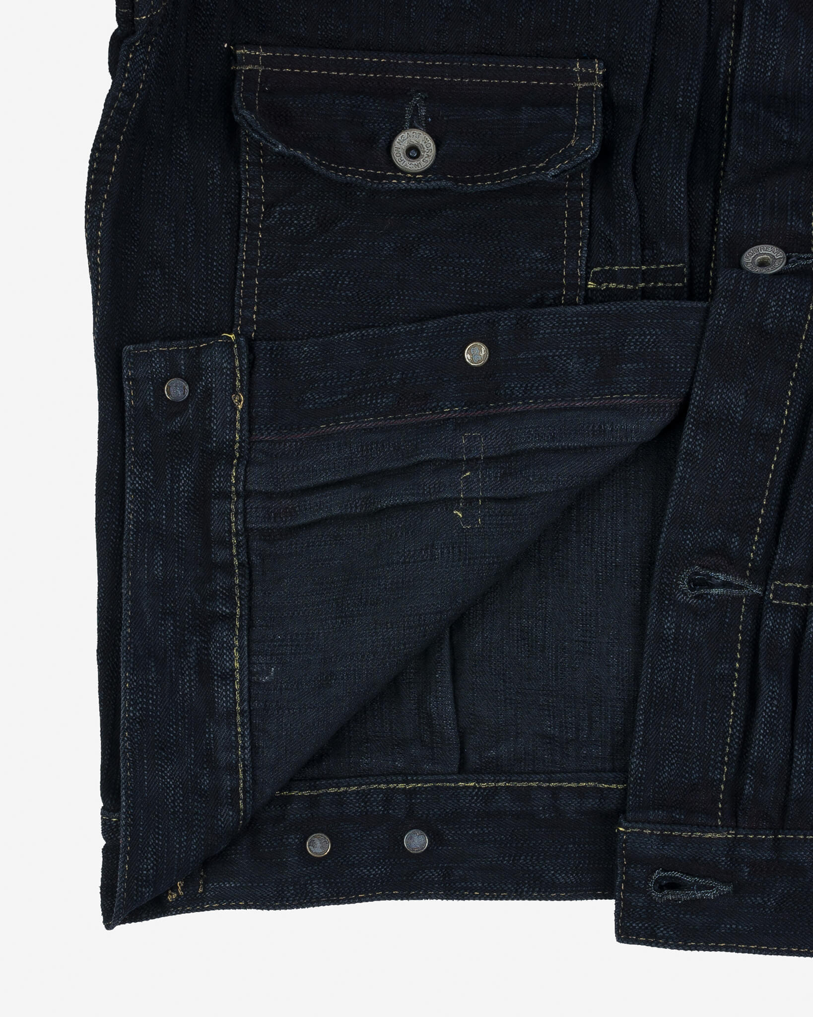 IHJ-507-SLBod 16oz Slubby Selvedge Denim Type II Jacket - Indigo Overdyed Black - 13