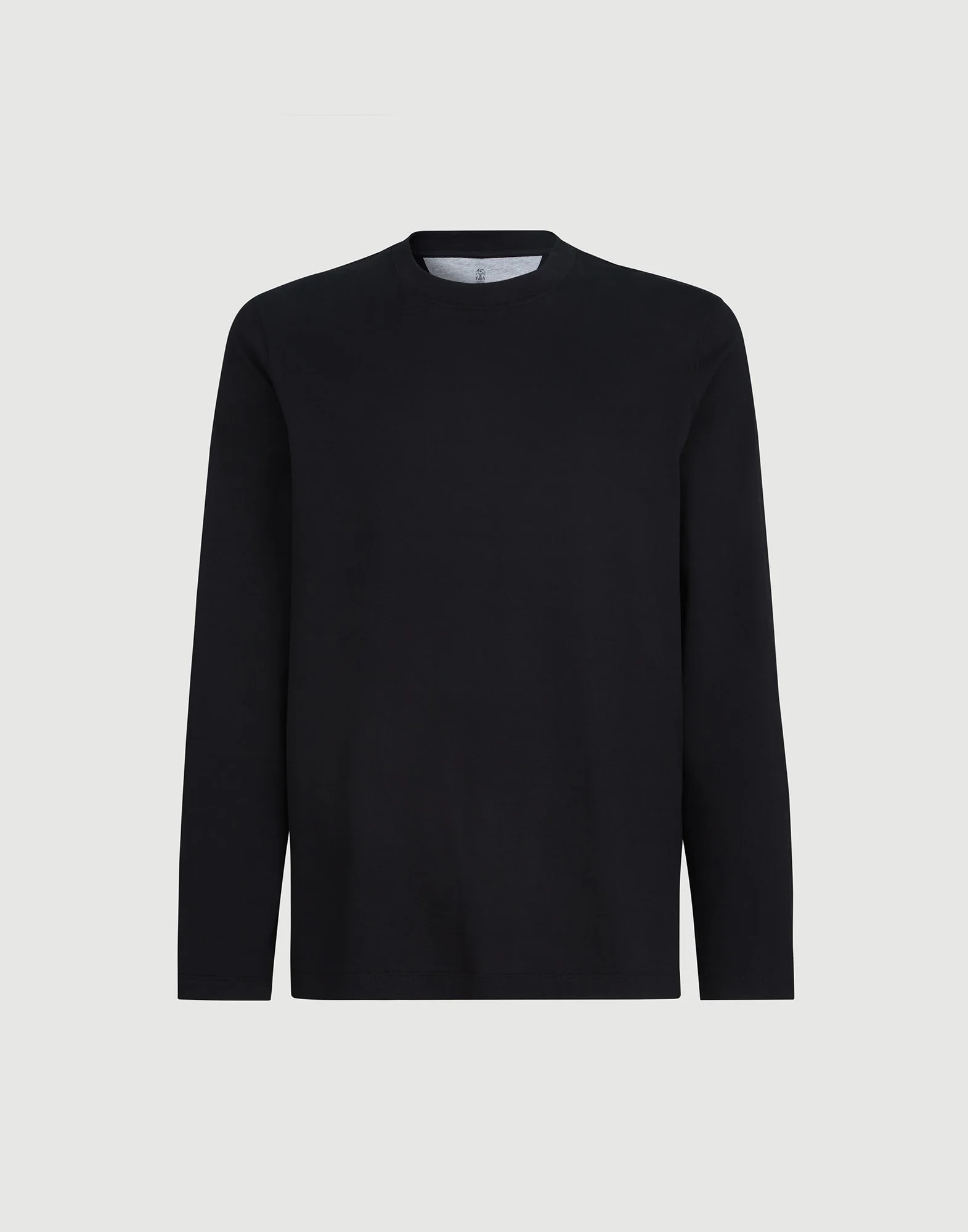 Cotton jersey long sleeve crew neck T-shirt - 1