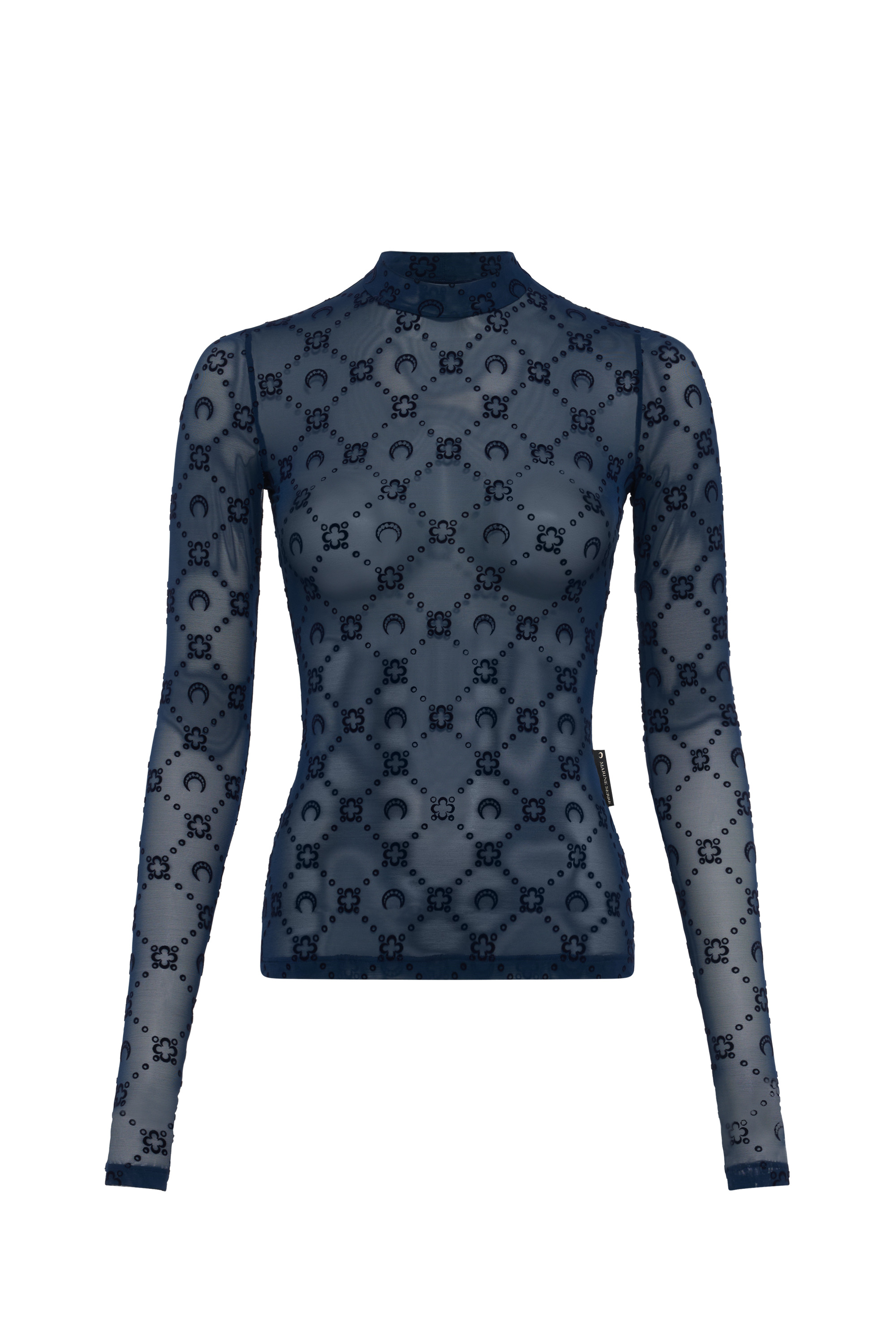 Marine Serre Moonogram Mesh Flock Second Skin Highneck Top