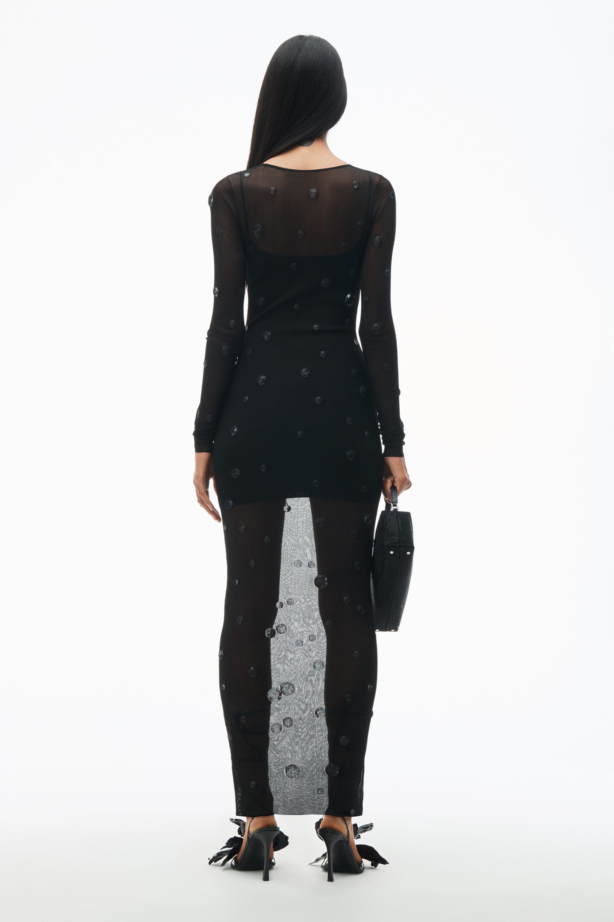 Crew Neck Dress With Engineered Trapped Gems - 5