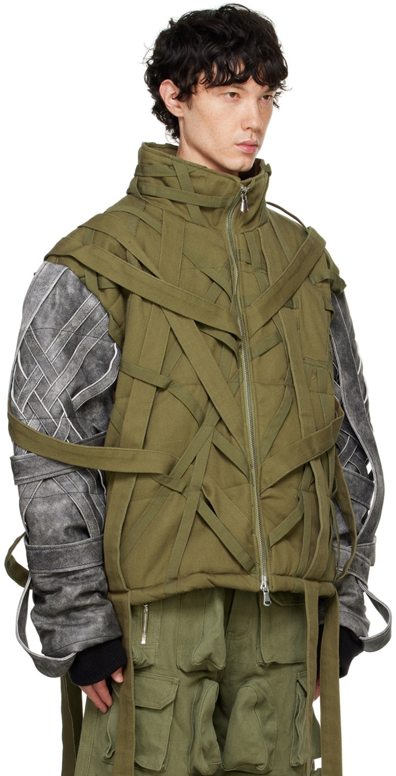 WHO DECIDES WAR Khaki & Gray Engulfed Bomber Jacket outlook