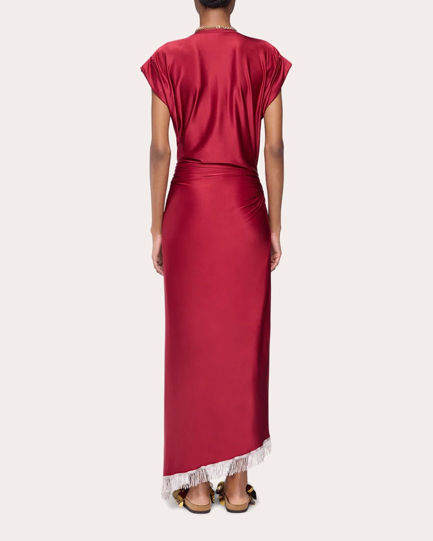 Ruched Jersey Fringe Wrap Dress - 3