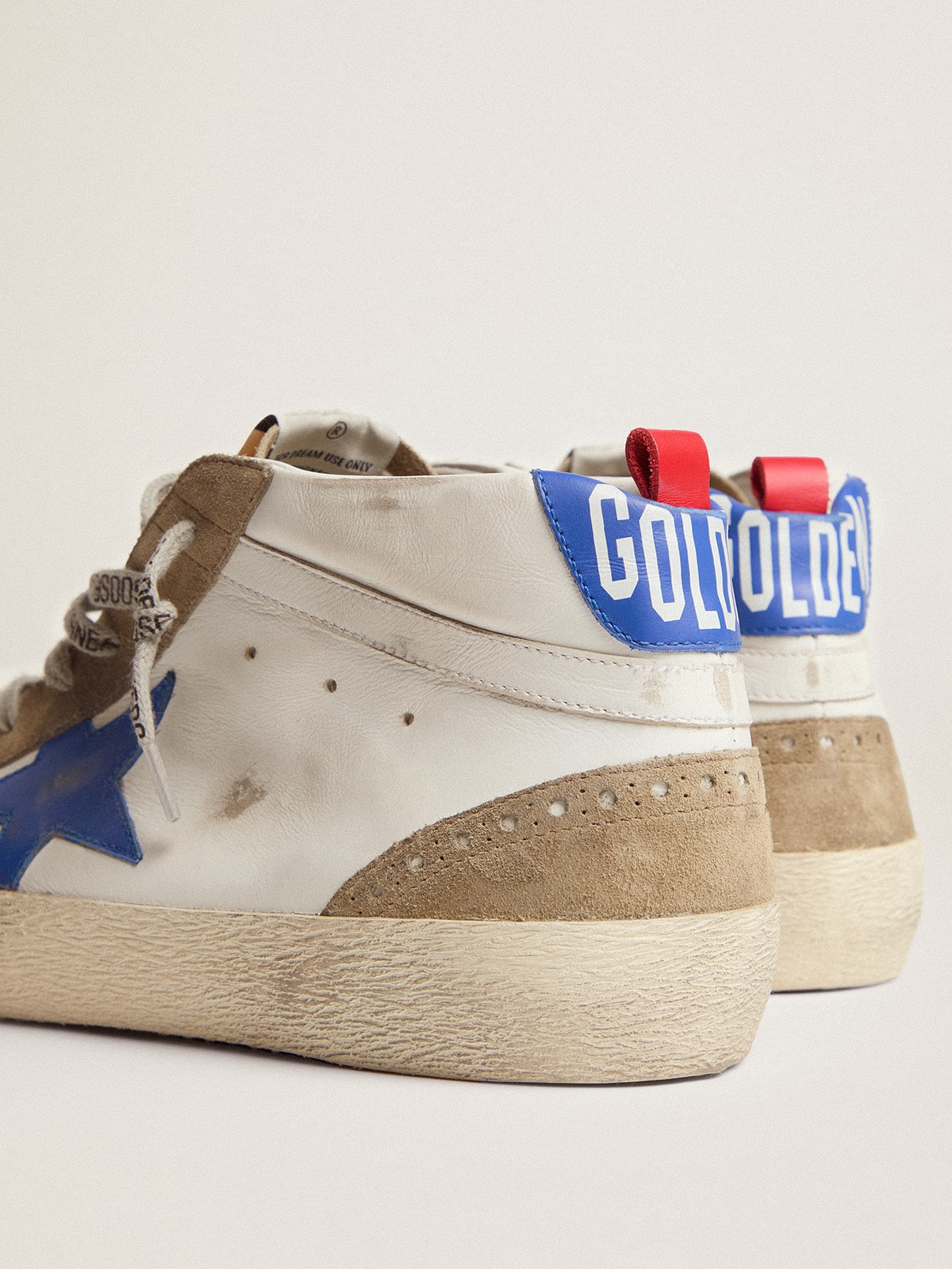 Men's Mid Star in white leather with blue star and dove gray inserts - 5