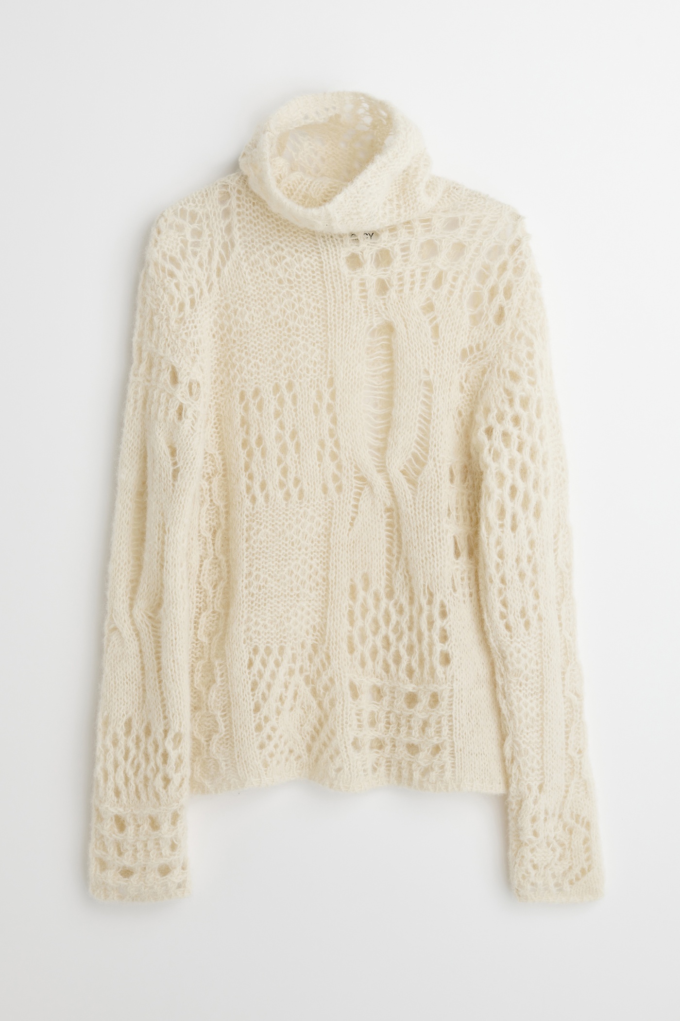 Crochet Roll Neck Bone Airy Alpaca - 1