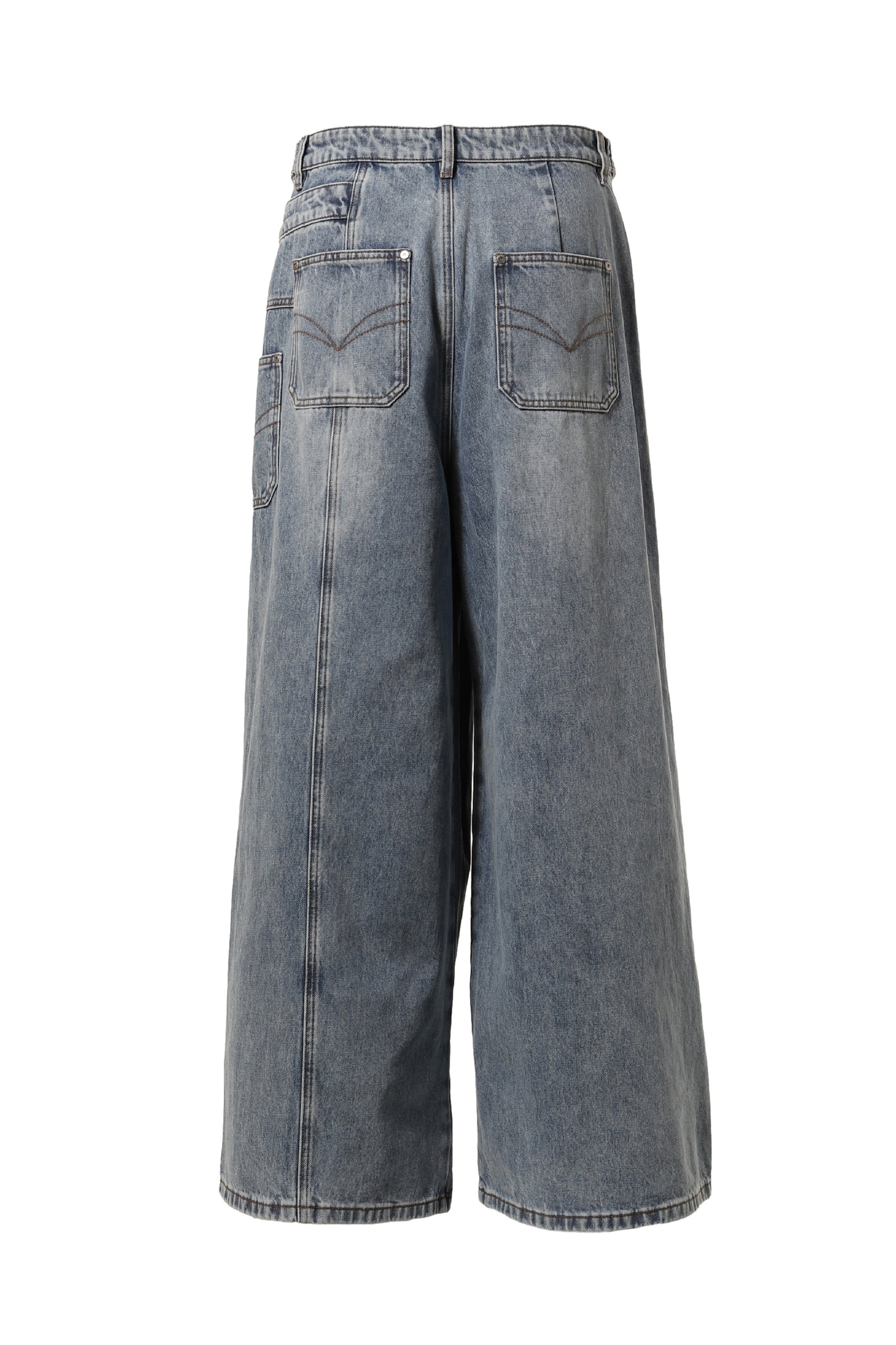 FENG CHEN WANG ASYMETRIC WIDE LEG JEANS WITH PANEL REMAKE / BLU 
