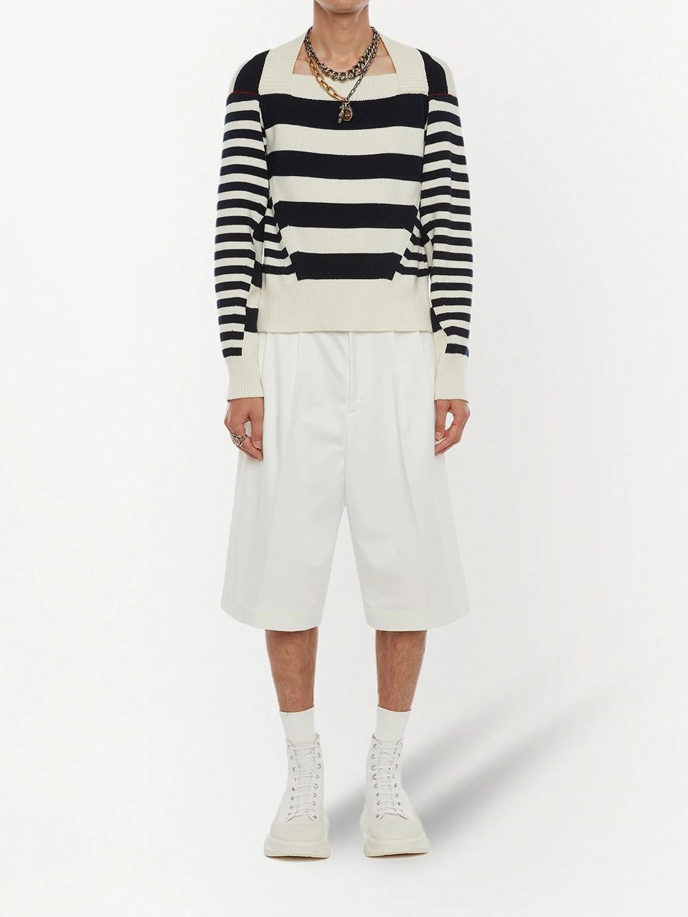 striped boat-neck jumper - 2