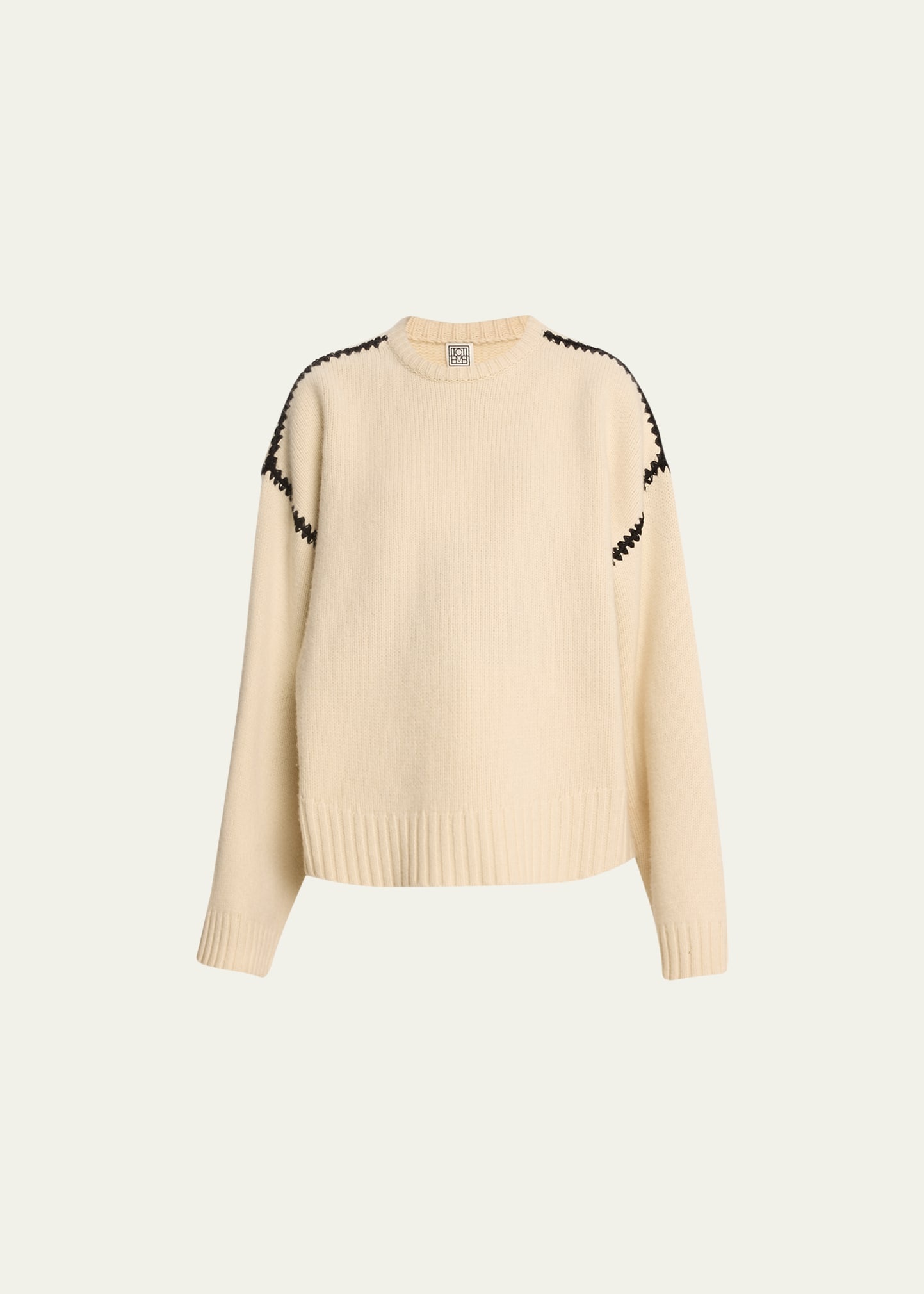 Cashmere-Blend Knit Sweater with Embroidered Detail - 1