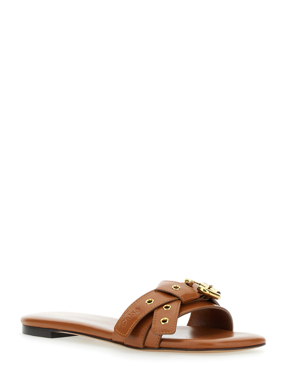Chloé Women 'Mae' Brown Sandals With Strap Embellishment With Logo In Leather Woman - 2