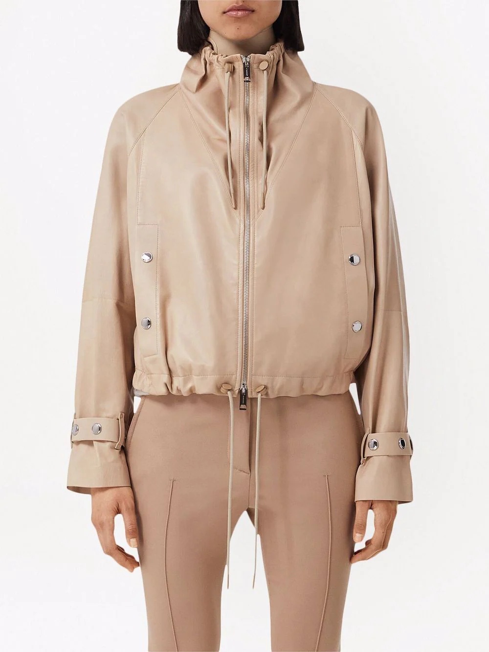 cropped leather jacket - 3