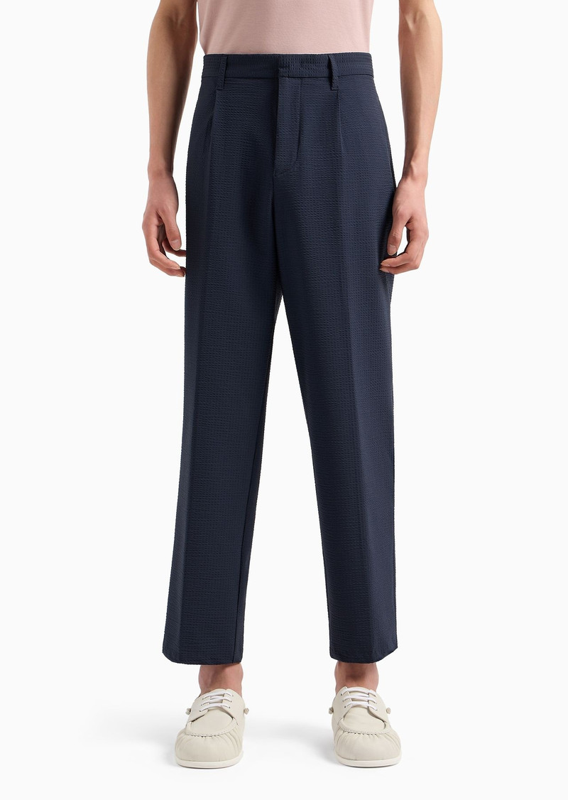 Pleated technical-seersucker fabric chinos 2