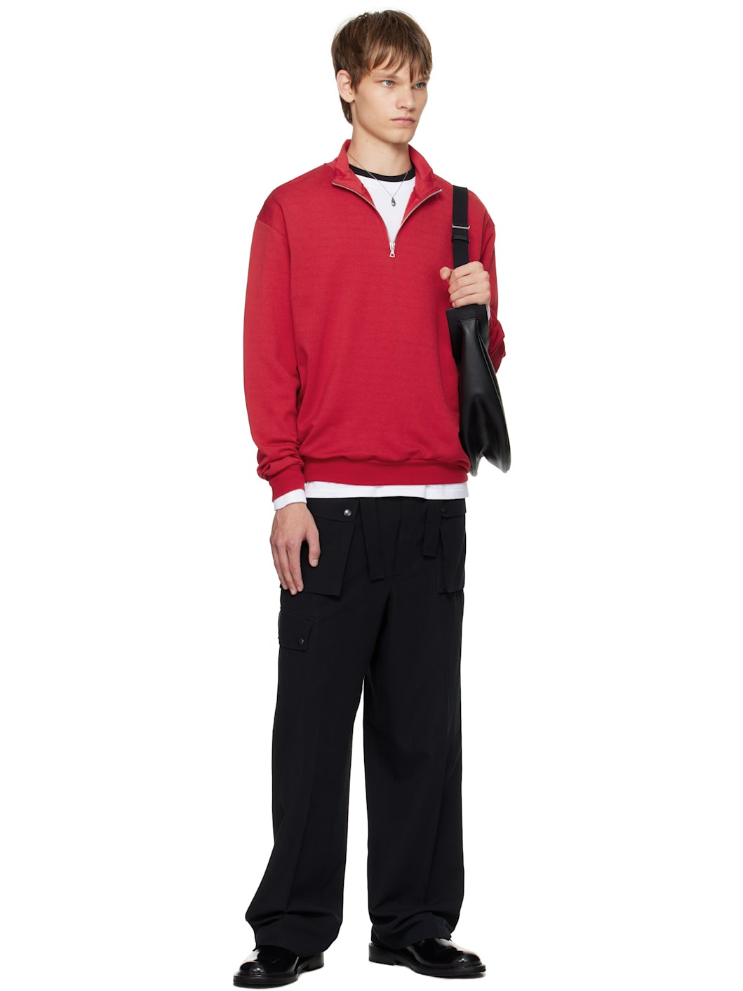 Red Light Wool Sweat Half Zip Sweatshirt - 4