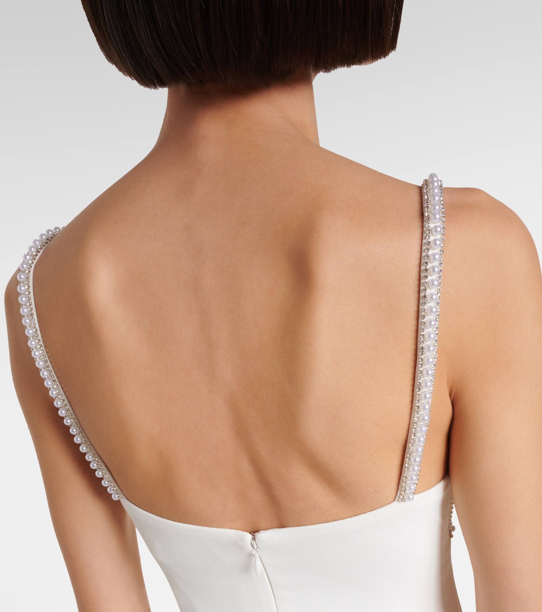 Faux pearl-embellished crêpe minidress - 5