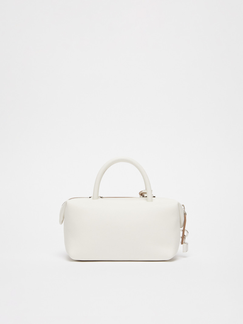 HOLDALLSPOCKET Small leather satchel bag with suede pocket detail 3