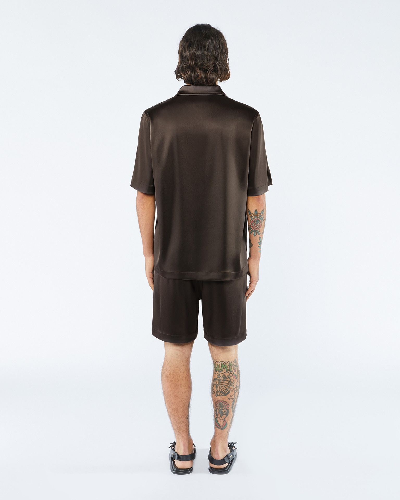MIK - ANEW Relaxed satin shirt - Espresso - 3