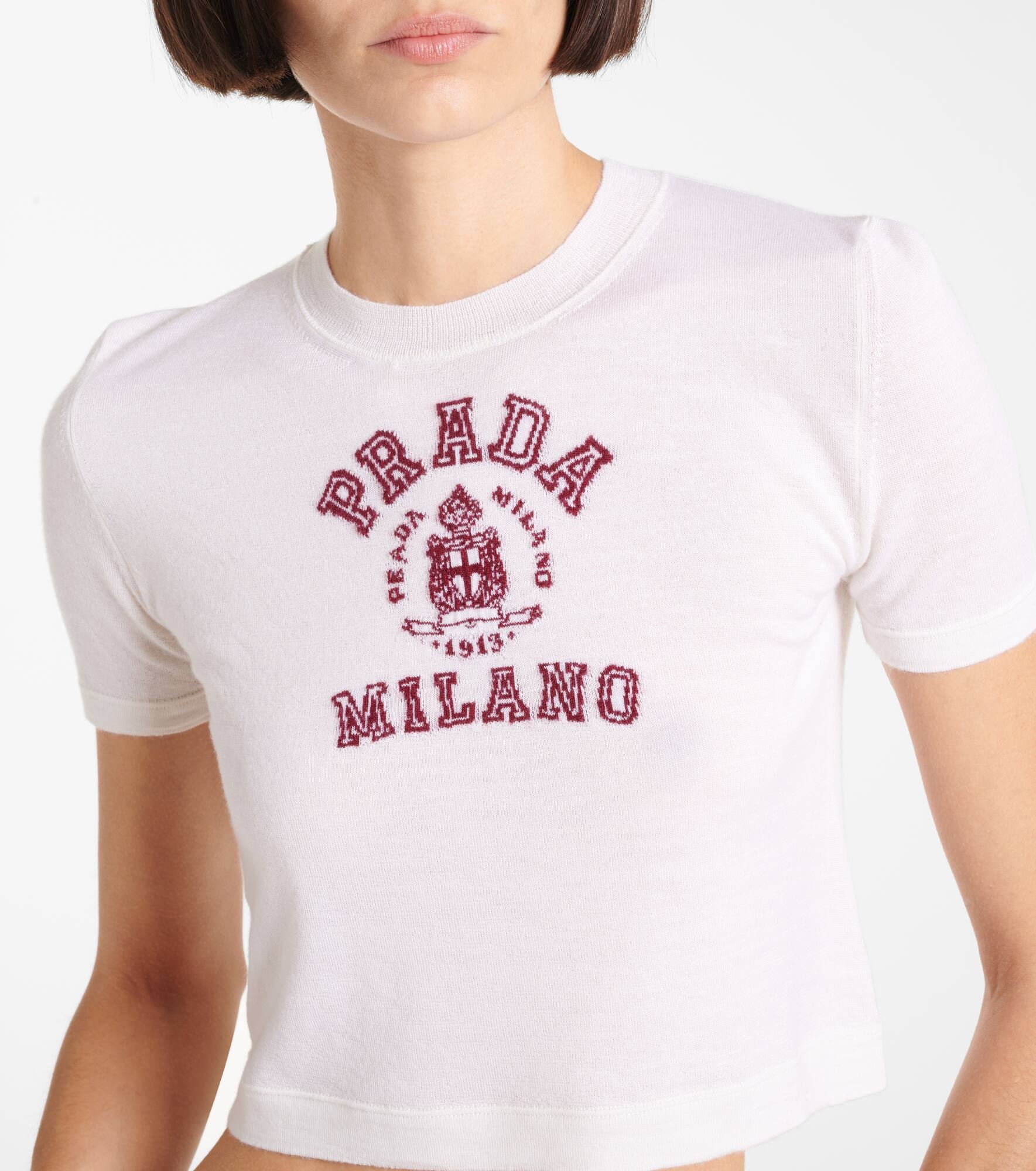 Logo cropped cashmere T-shirt - 5
