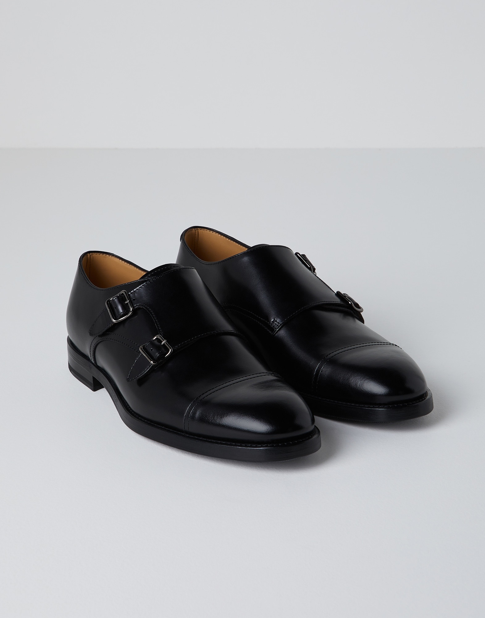 Double monk strap cap toe shoes in smart calfskin - 2