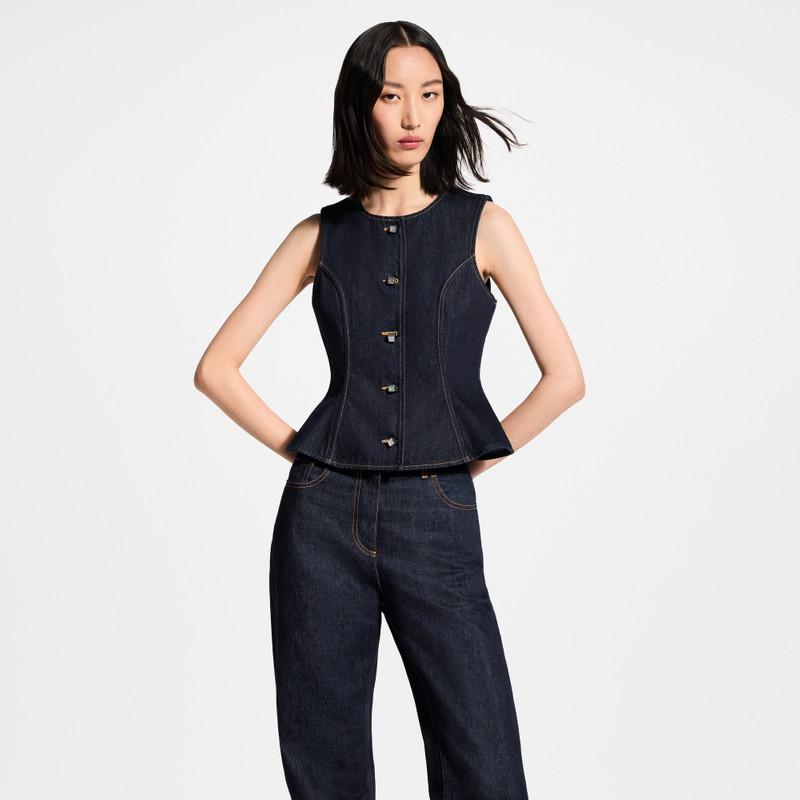 Louis Vuitton Signature Button Indigo Denim Top outlook
