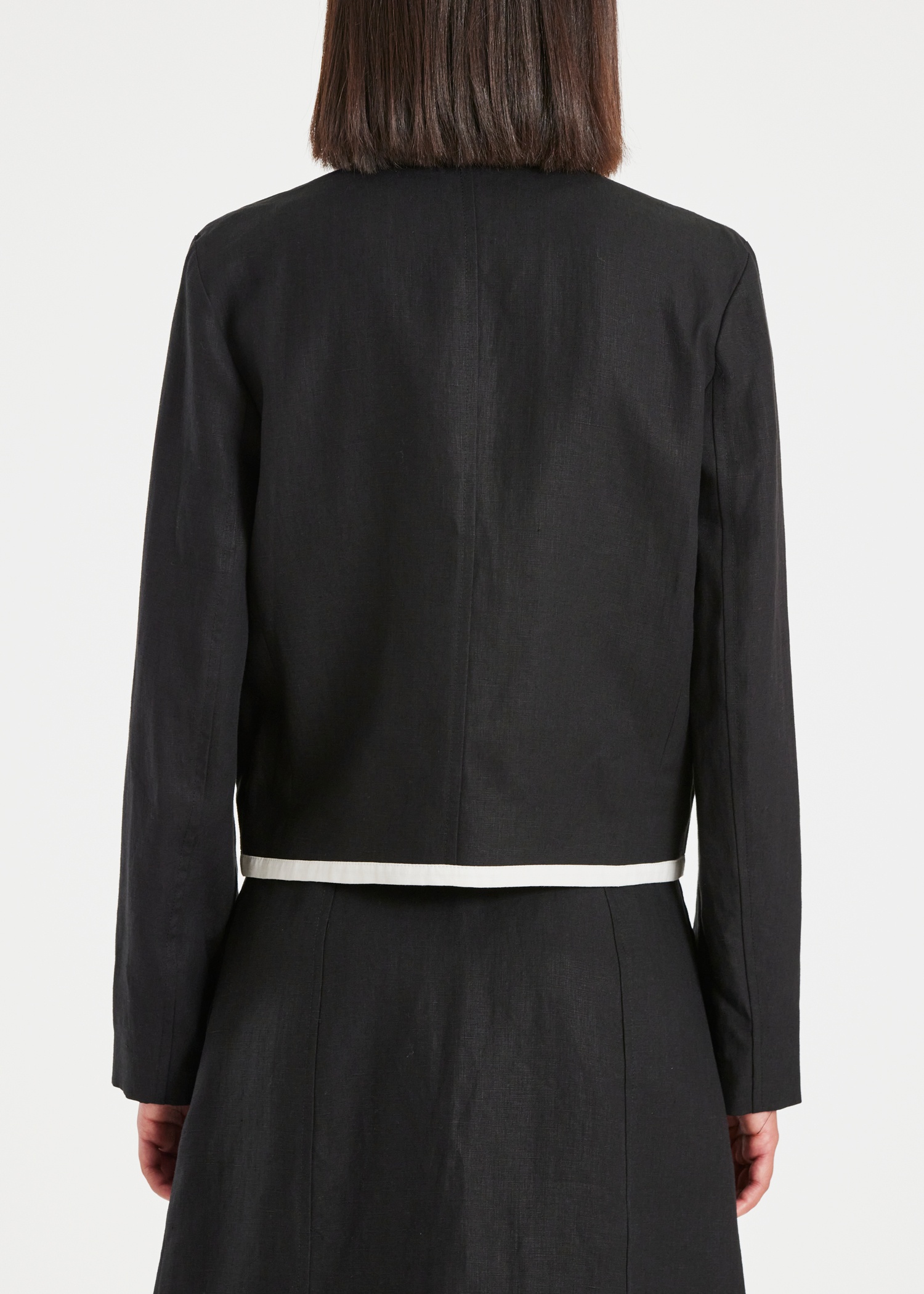 Women's Black Linen Zip Jacket - 7