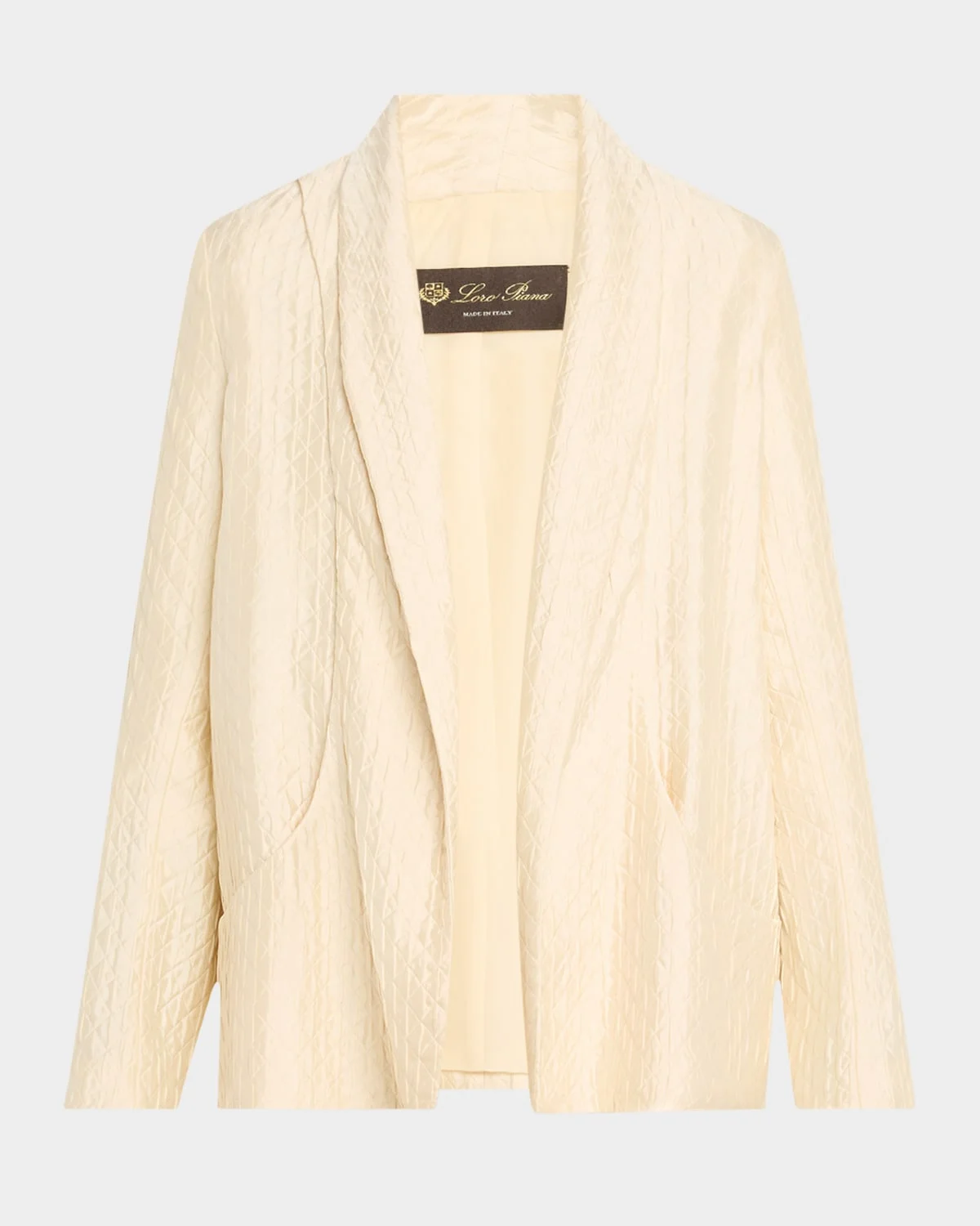 Annie Open-Front Fluid Diamond Cloquet Silk Jacket - 1