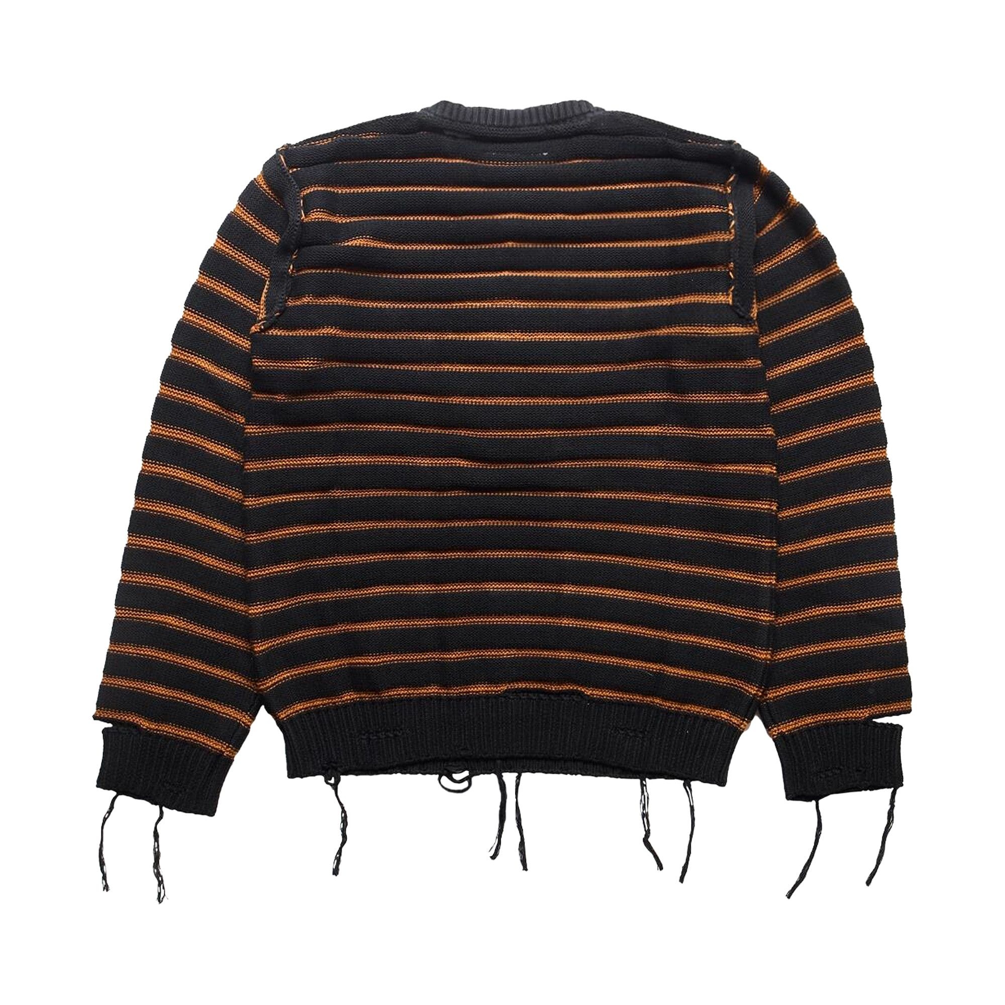 MM6 Maison Margiela Striped Distressed Sweater 'Black' - 2