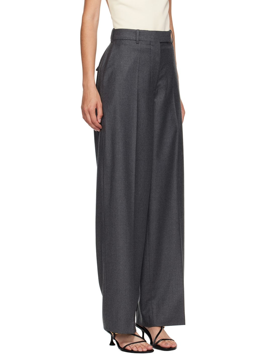 Gray Wide Leg Trousers - 2