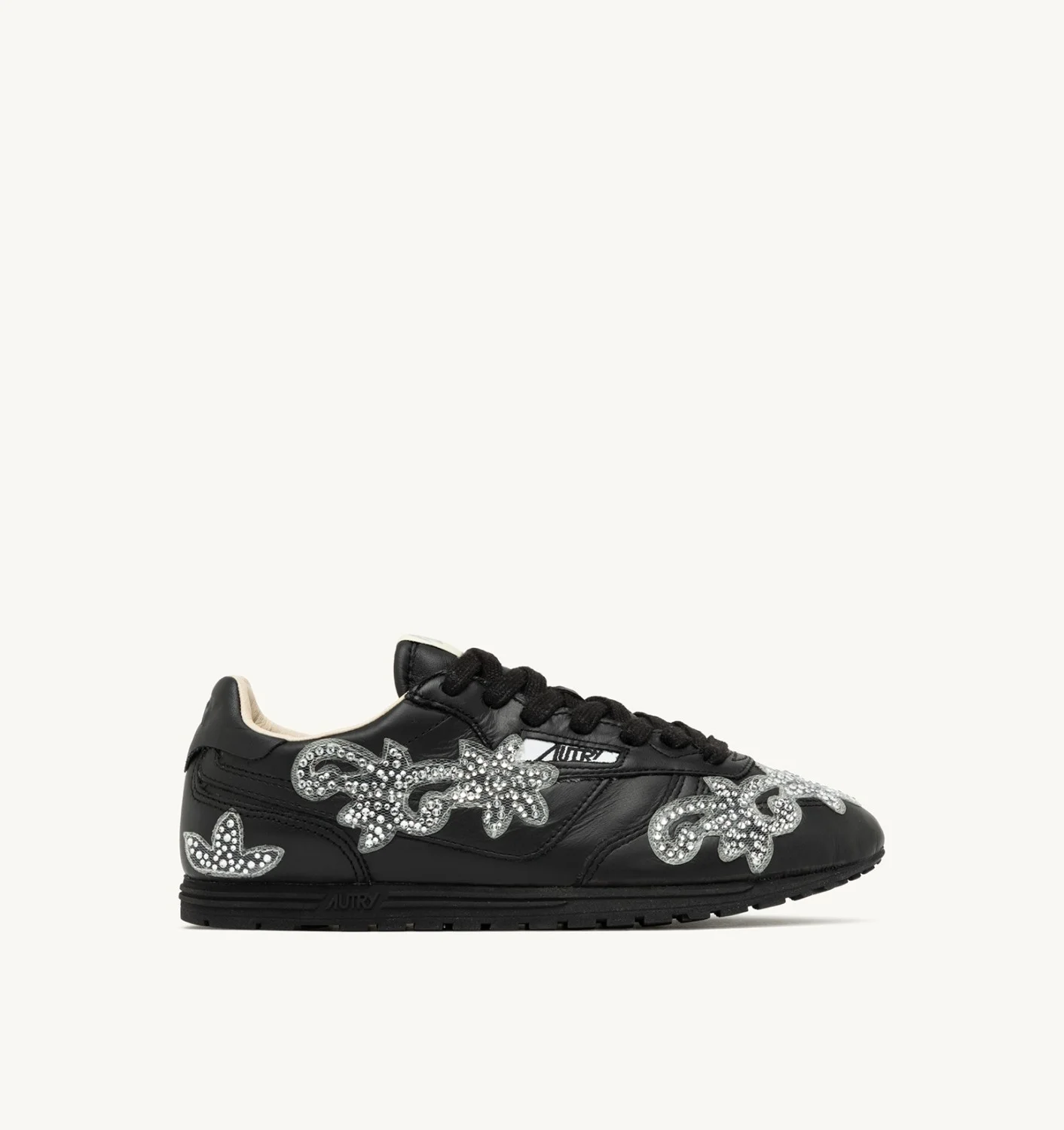 WINDSPIN SNEAKERS IN BLACK LEATHER WITH DECORATIONS - 1