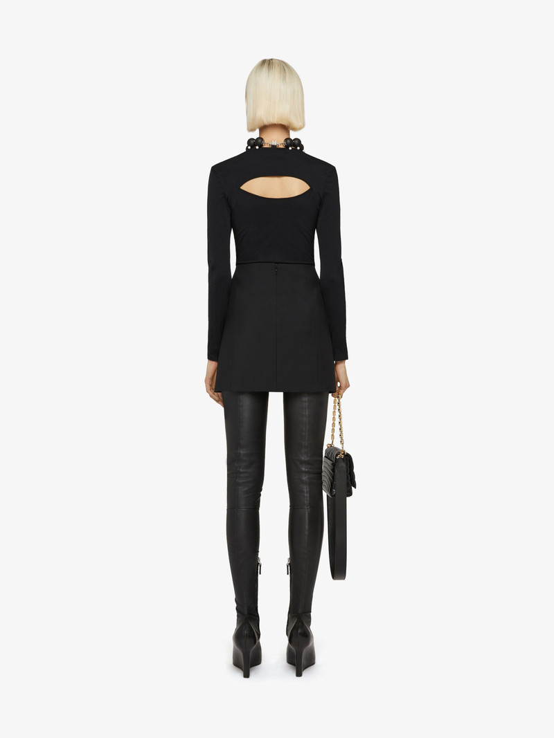 MINI SKIRT IN WOOL AND MOHAIR WITH CONTRASTED INSERTS 4