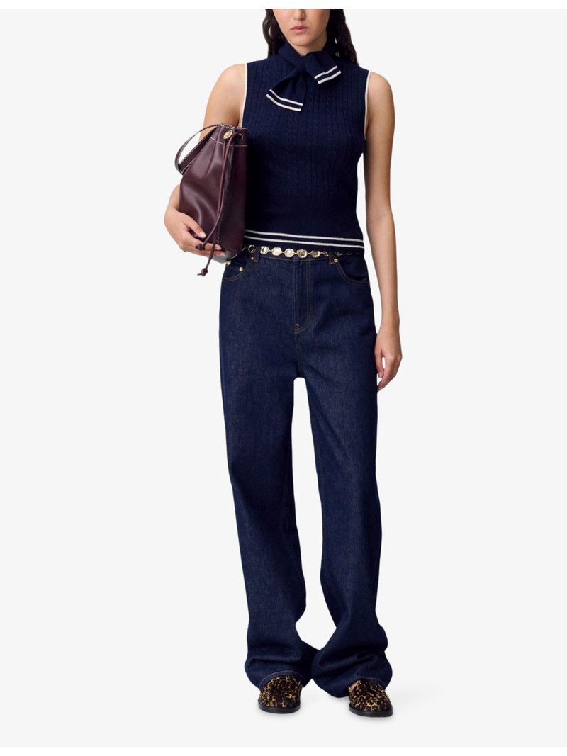 Claudie Pierlot Striped Sleeveless Wool-Cashmere Blend Vest outlook