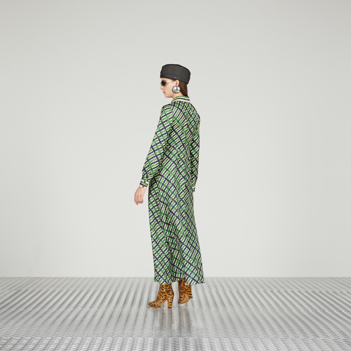Silk belt check print dress - 7