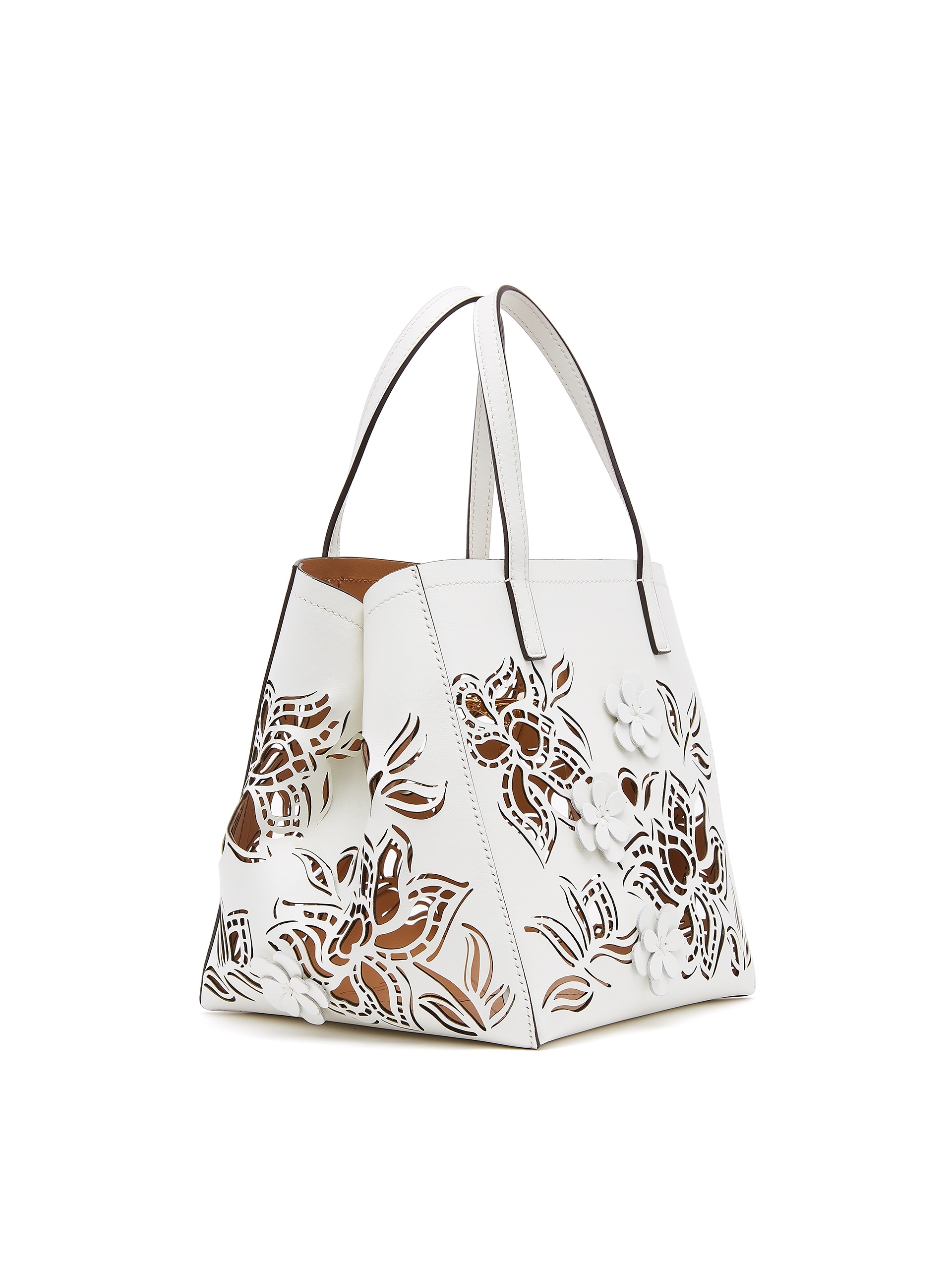 SMALL LASER CUT FLORAL SQUARE TOTE - 2