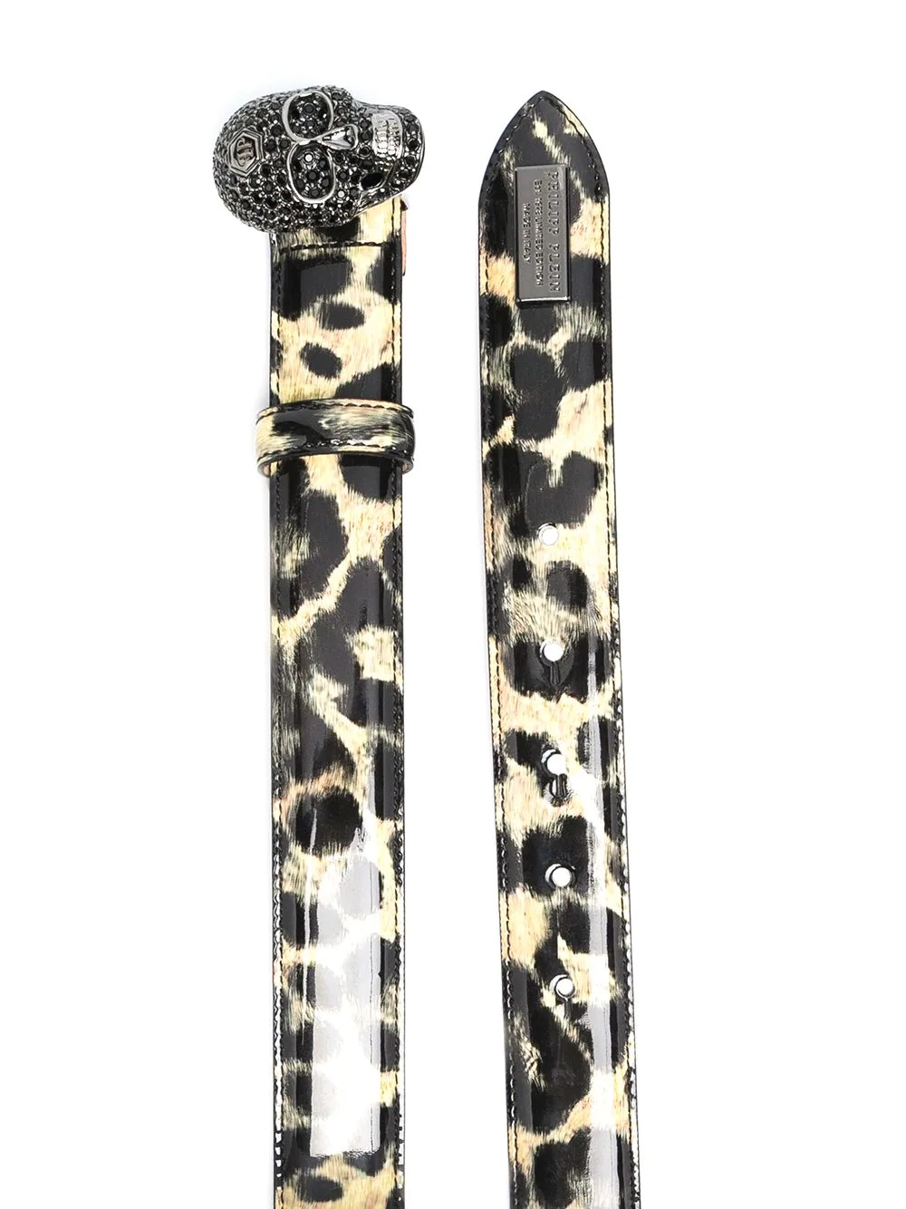 leopard-print leather belt - 2