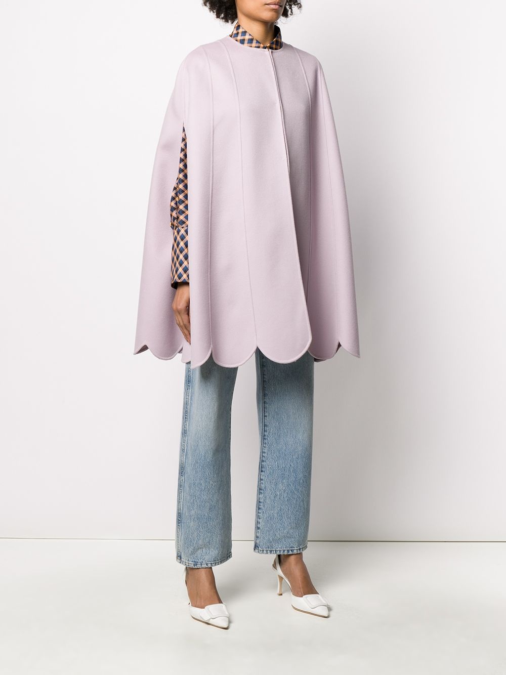 scalloped hem cape - 3