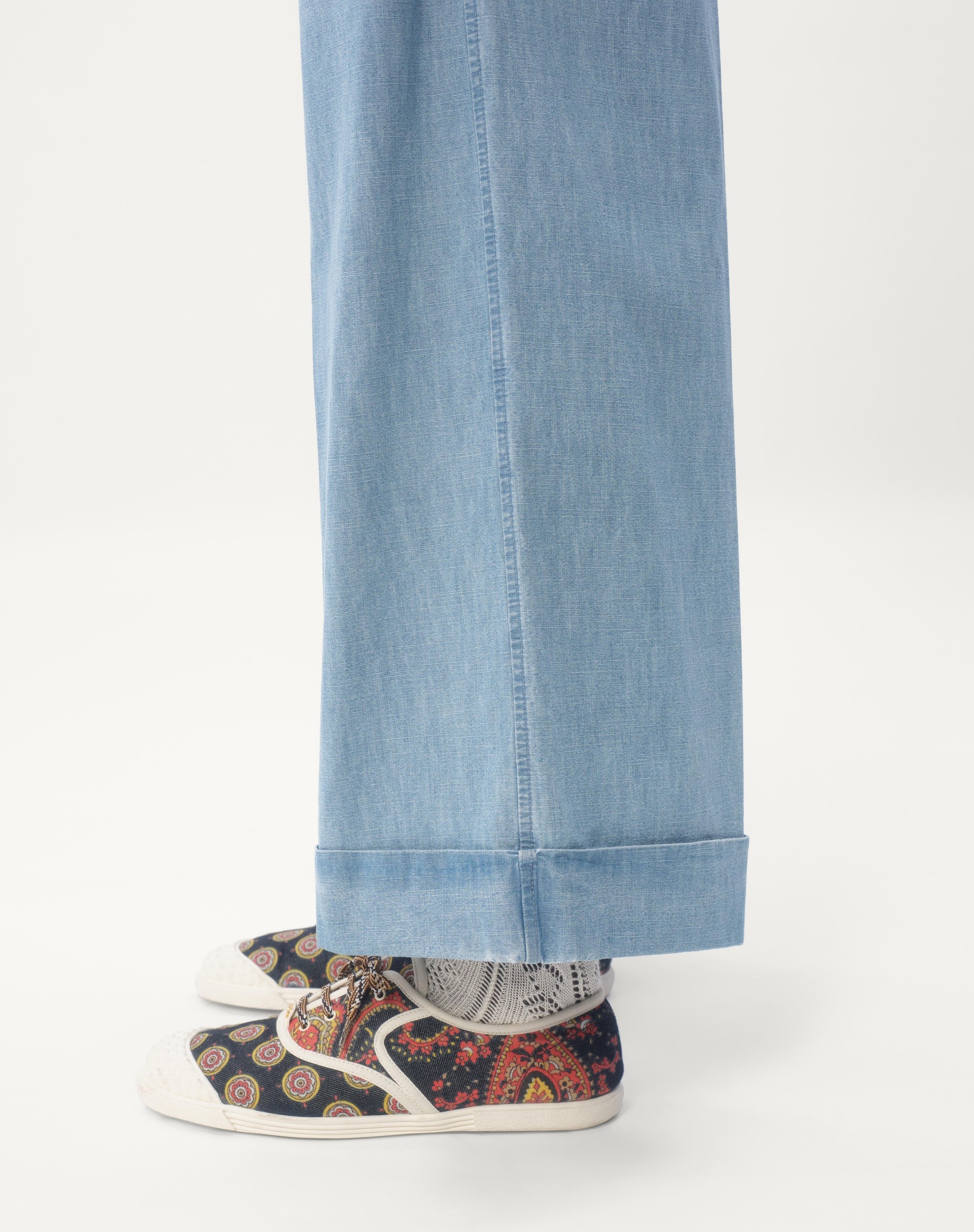 CUFFED DENIM PANTS - 3
