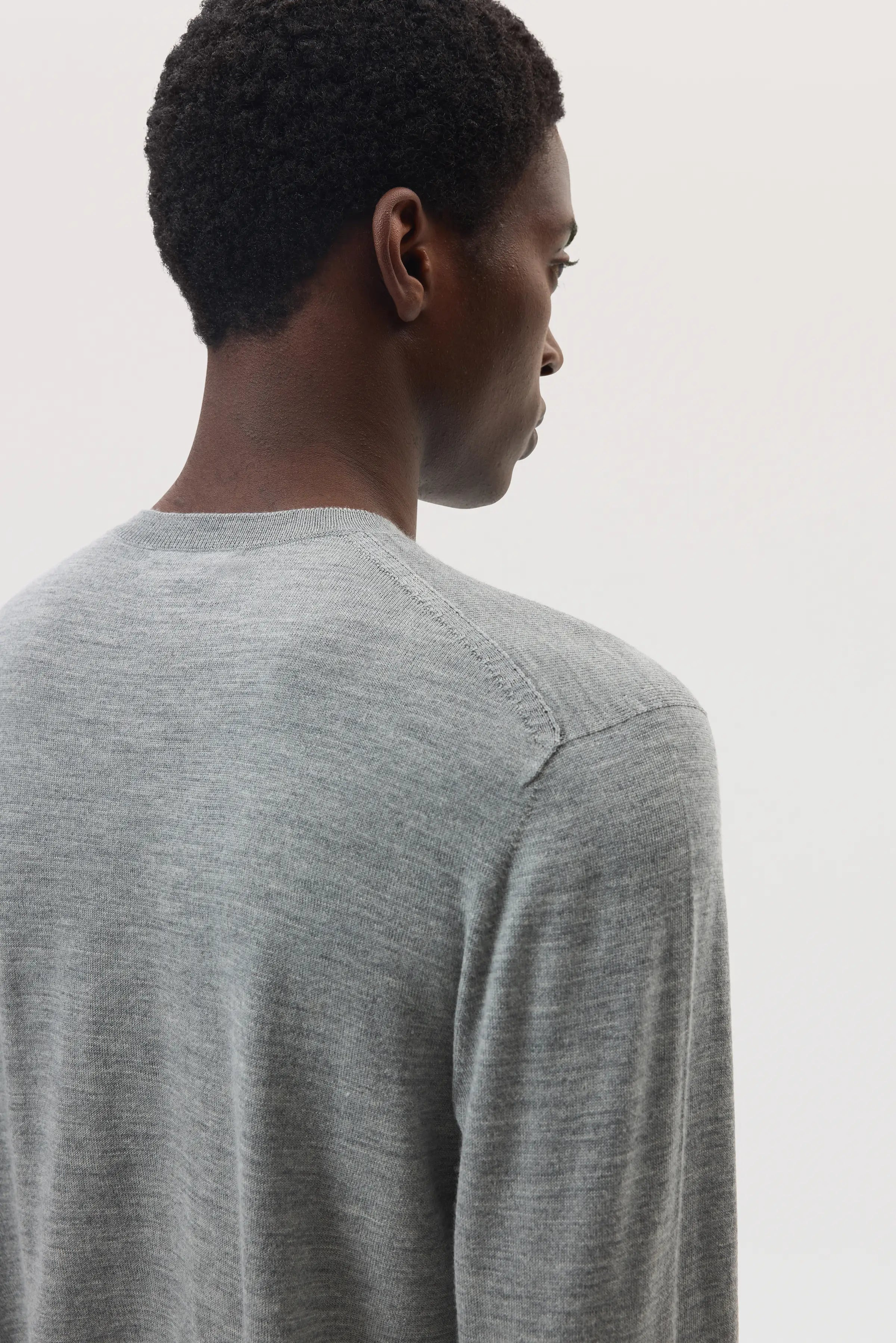Merino Round Neck Grey Jumper - 4